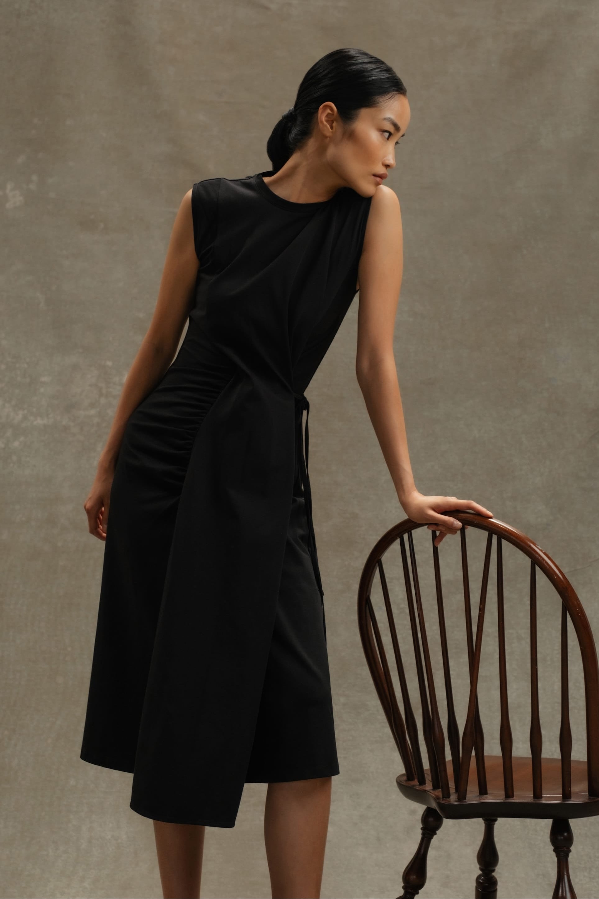 Agnes Twist-Drape Jersey Dress Black / S Agnes Twist-Drape Jersey Dress Black / S