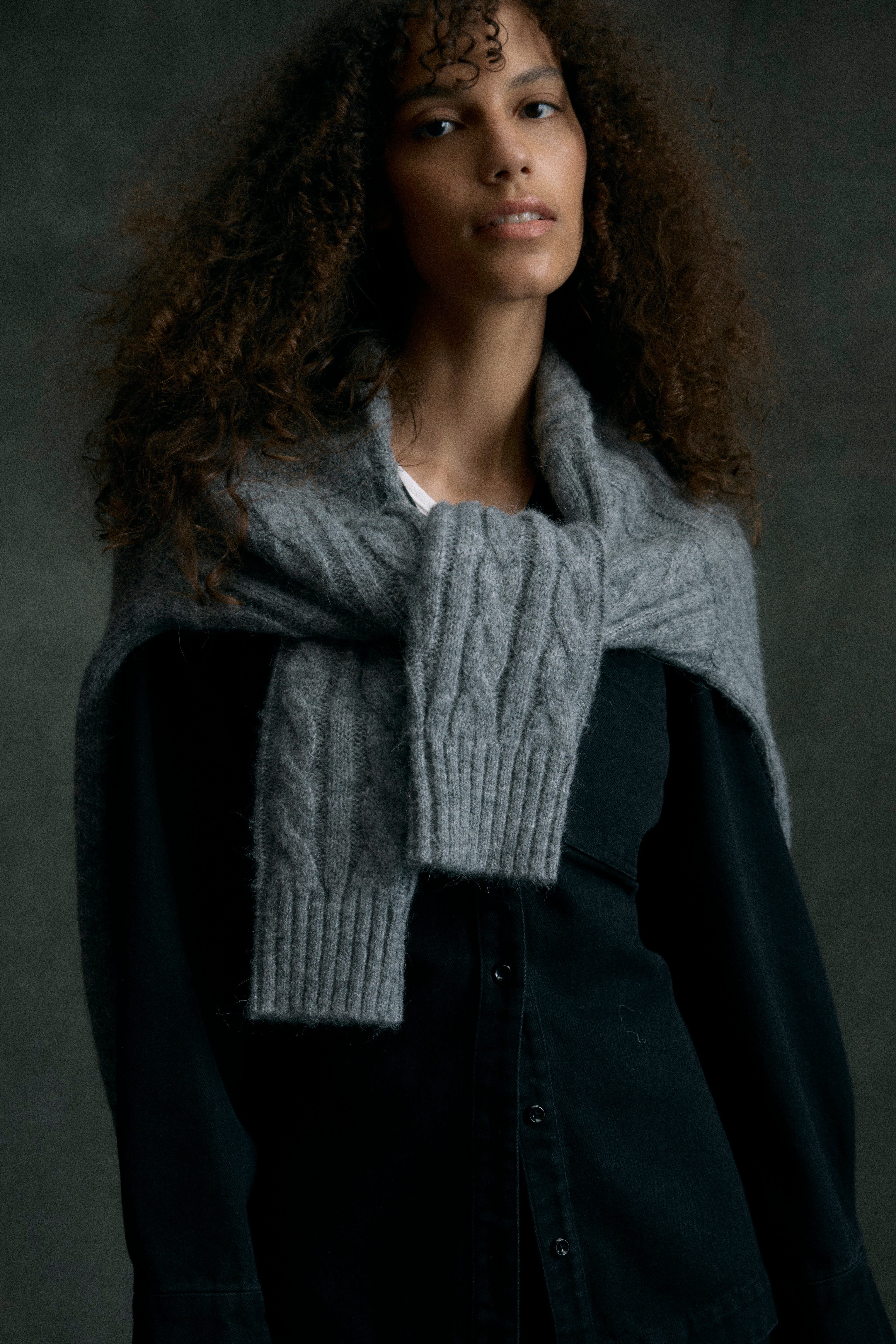 Hikari Asymmetric Cable Knit Cardigan