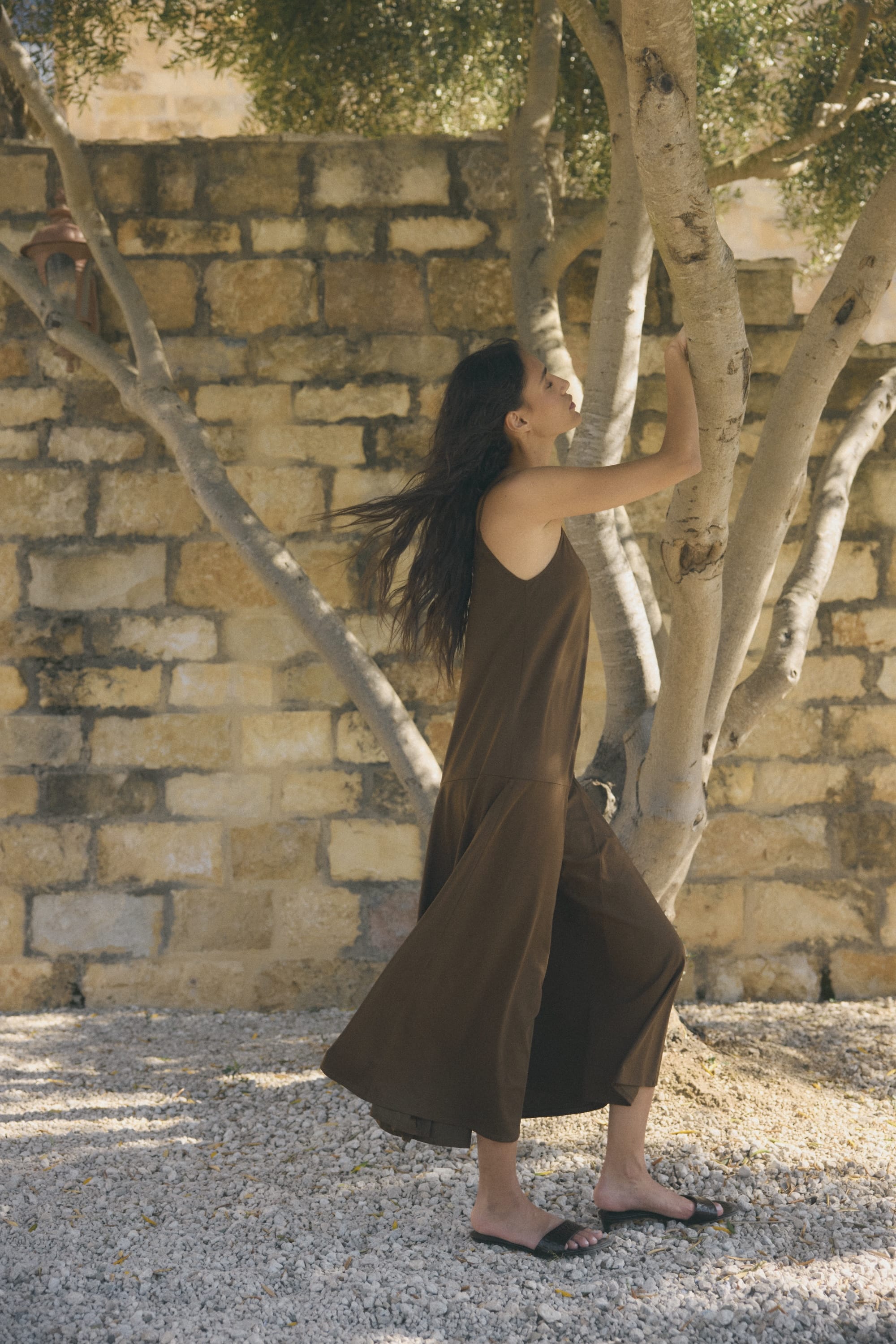 Jimena A-Line Jersey Tank Dress Olive Brown / M