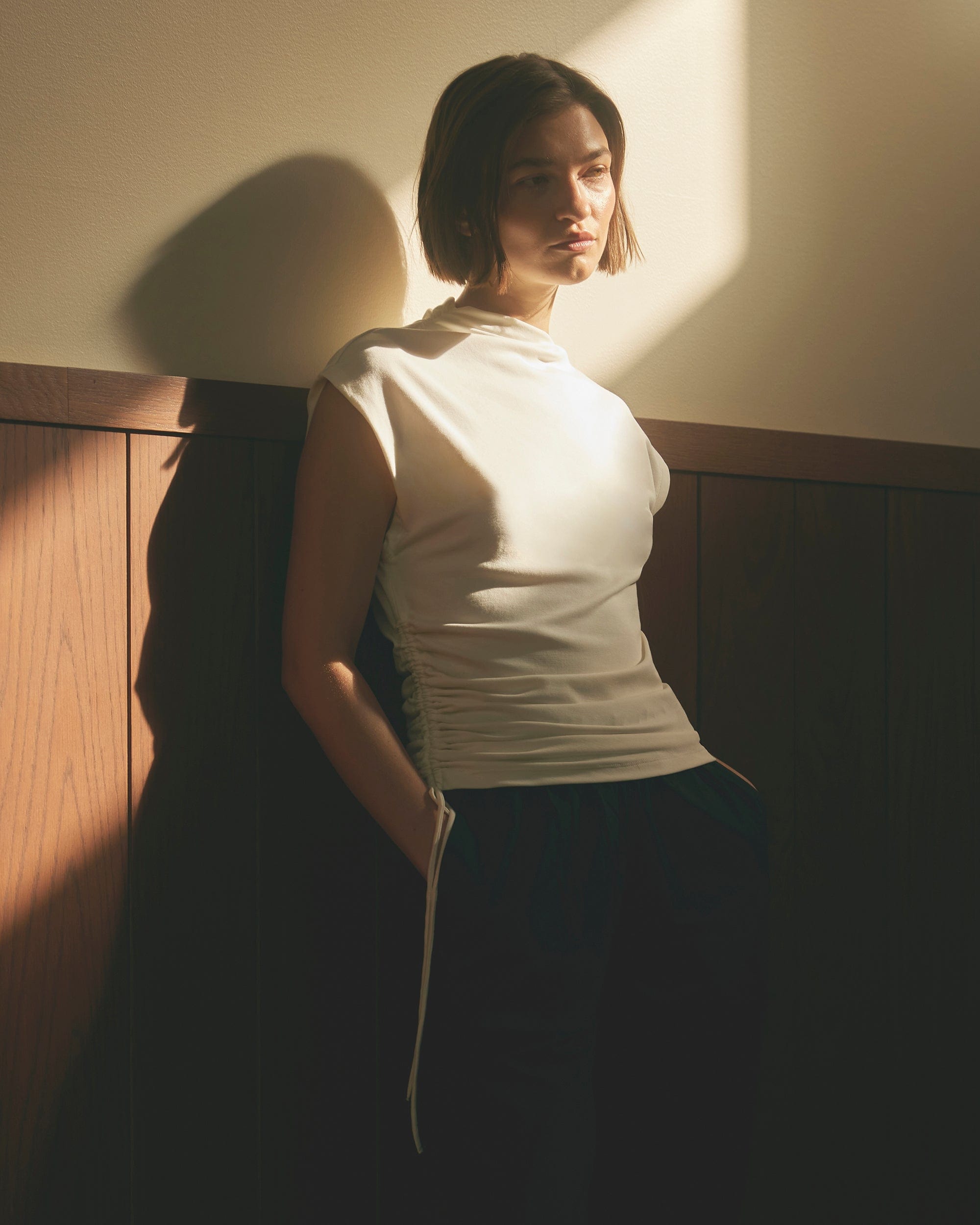 Jocelyn Asymmetric Ruched-Side Tee Jocelyn Asymmetric Ruched-Side Tee