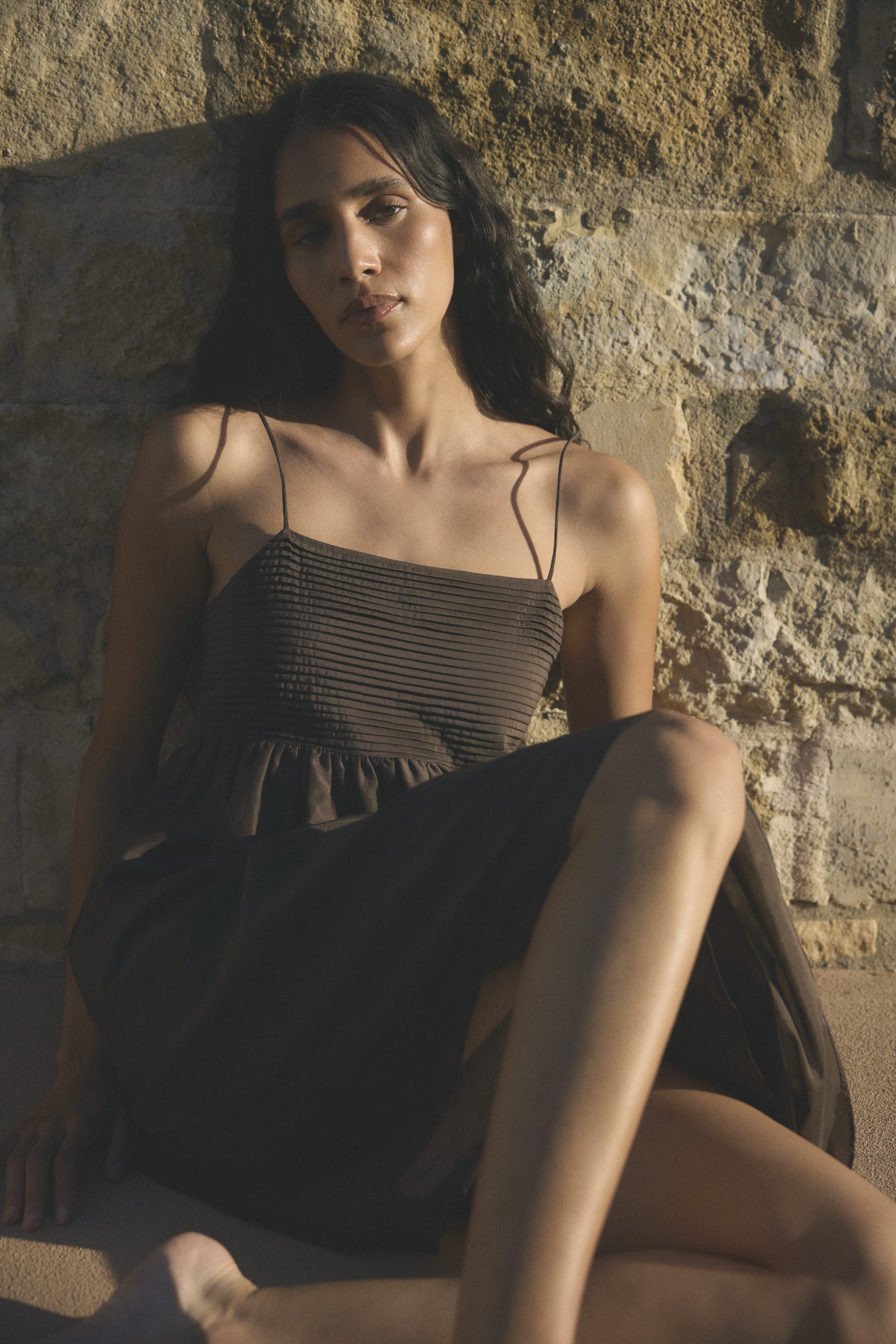 Myra Pintuck Cotton-Silk Dress