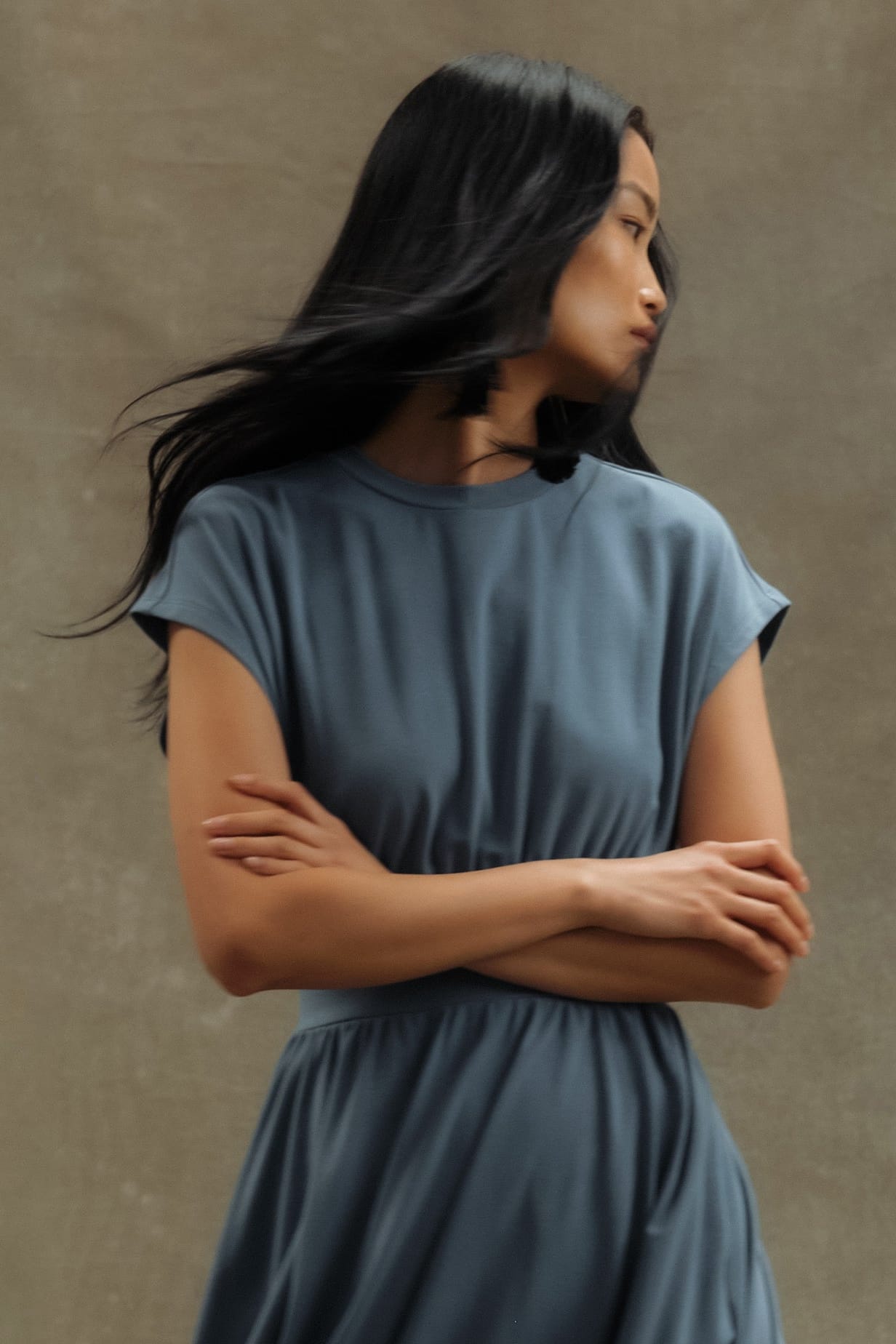 Prima Jersey Midi Dress Dusty Blue / Regular / M Prima Jersey Midi Dress Dusty Blue / Regular / M