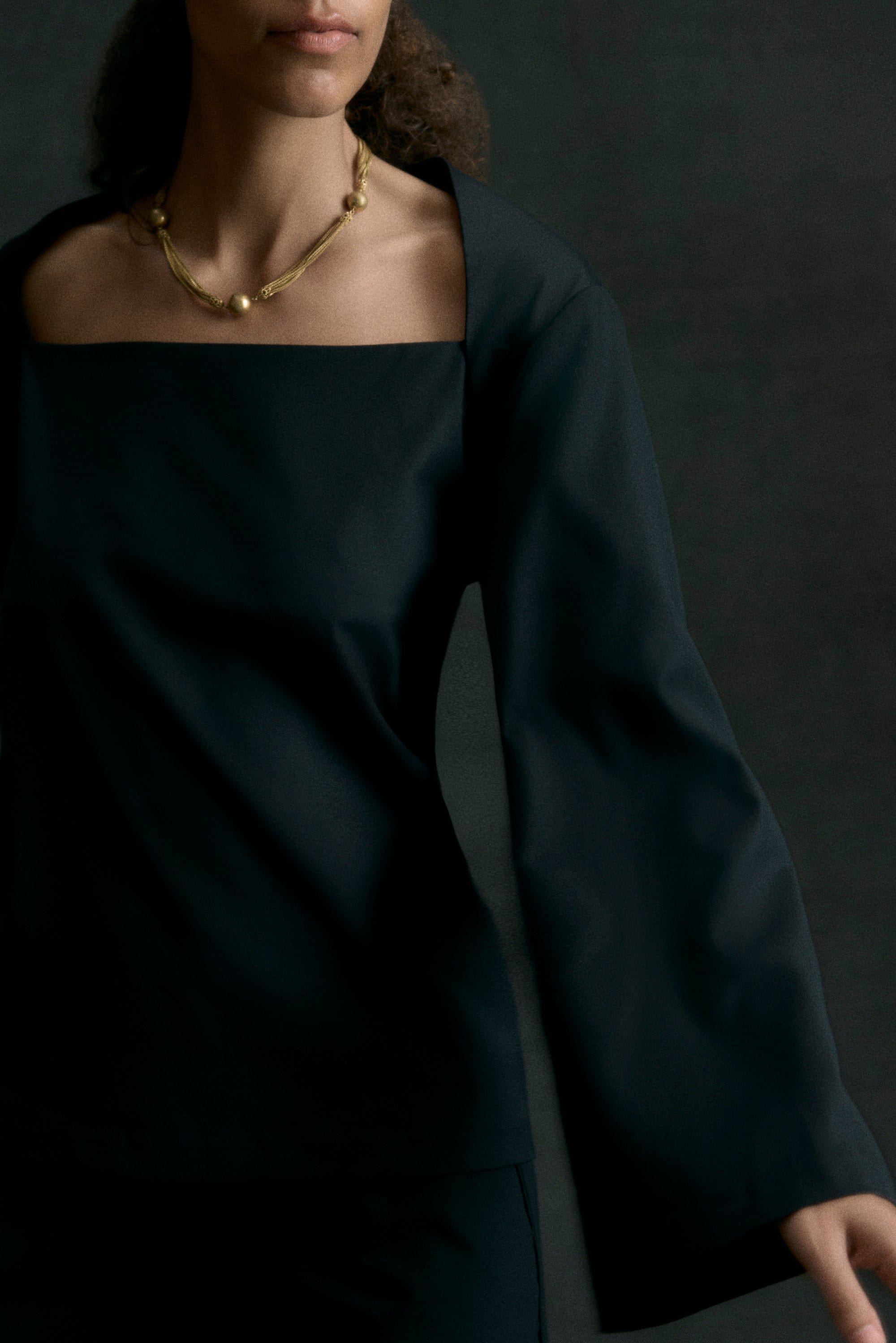 Tatiana Wide-Neck Flare-Sleeve Blouse
