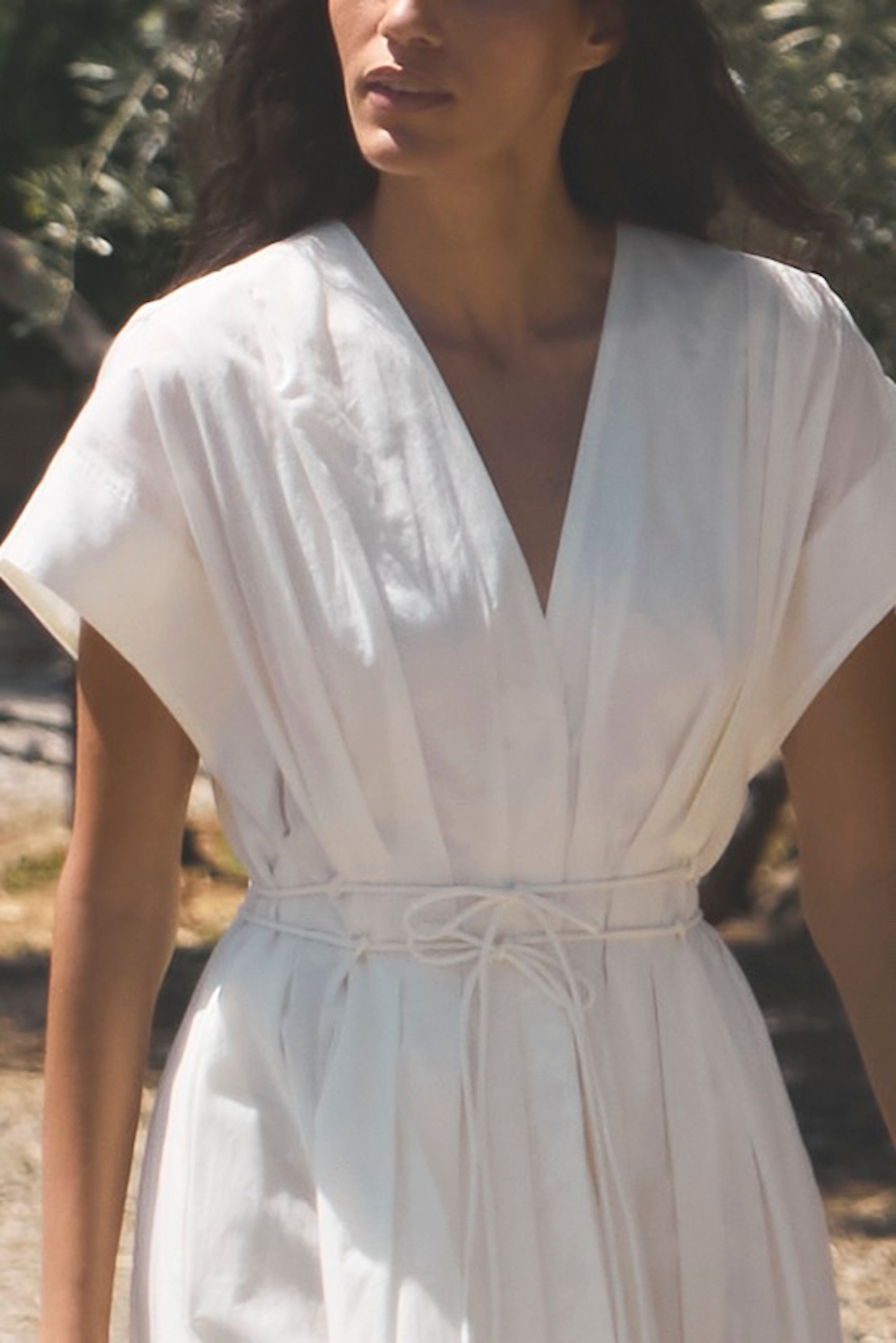 v neck cotton dress Yvette Cotton V-Neck Dress Cream / XS