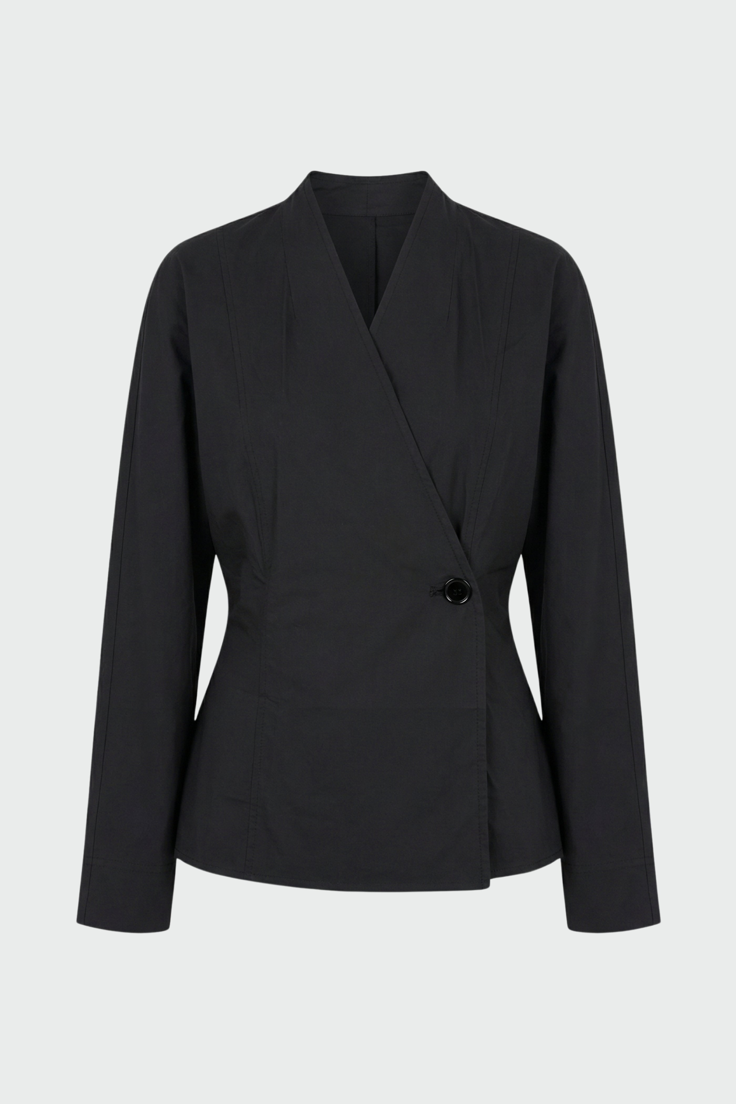 Zainab Sculpted Cotton Poplin Wrap Blouse