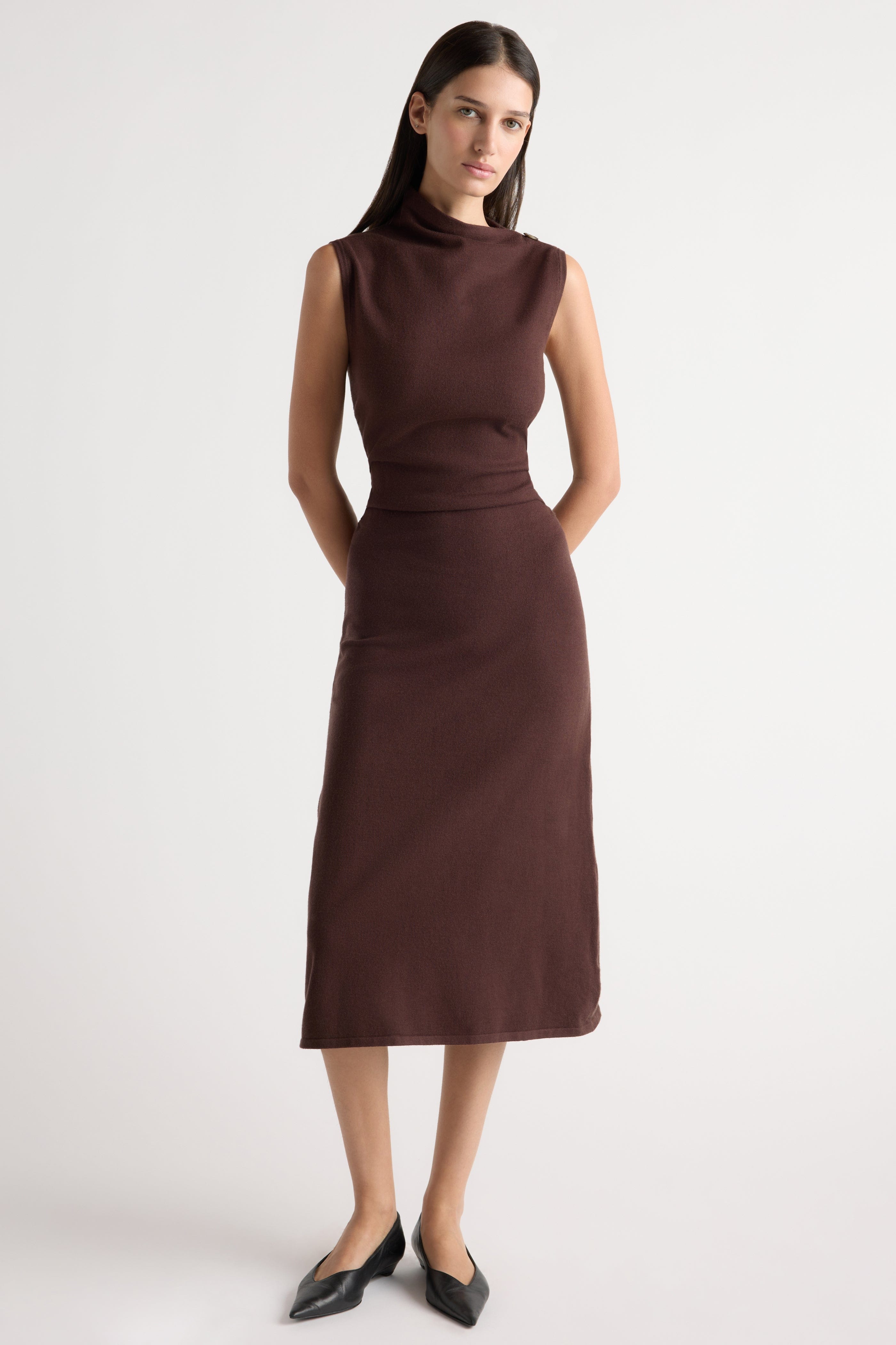 Abel Asymmetric-Neck Dress Umber / 1X