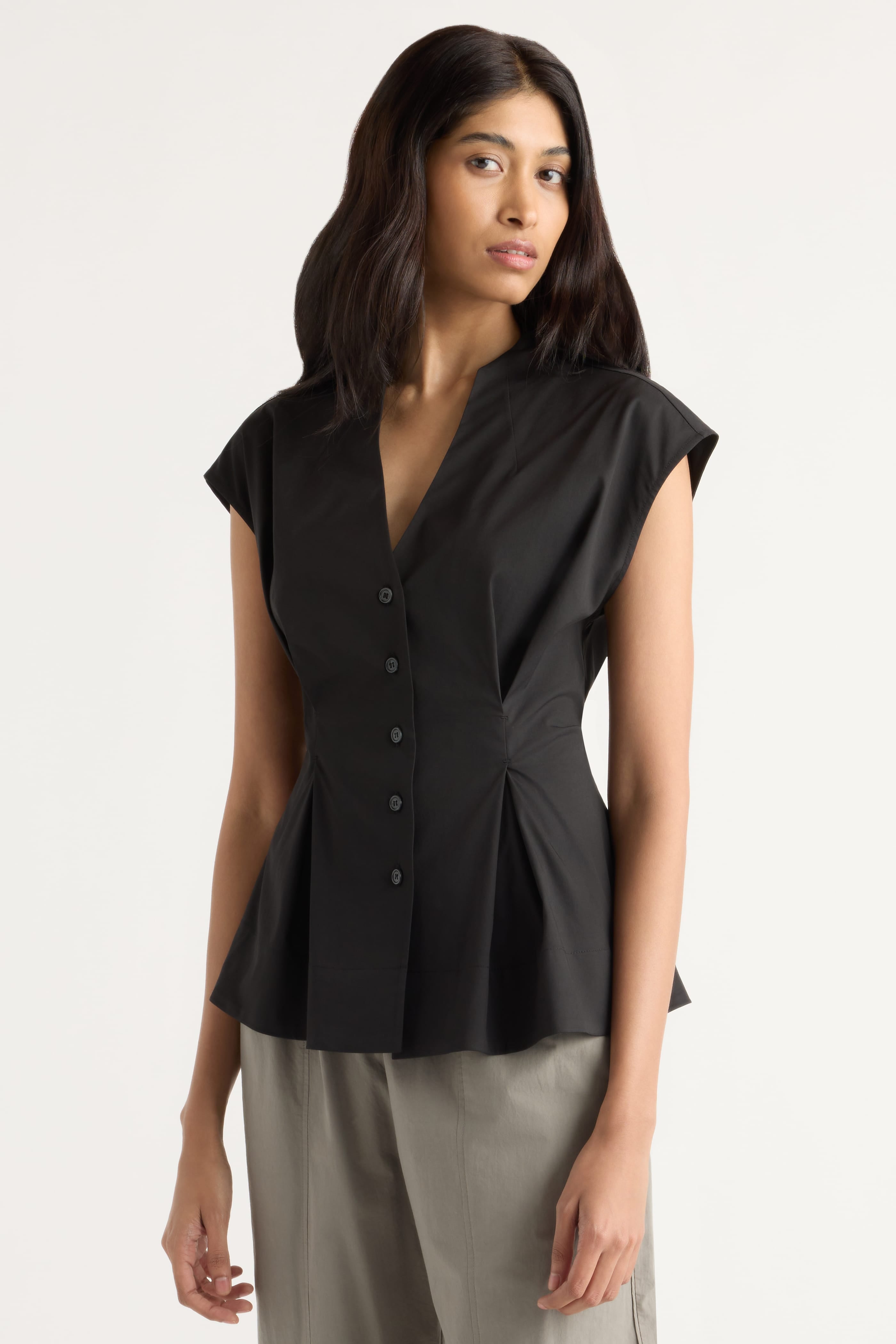 Acacia Cinch-Waist Sculpted Blouse