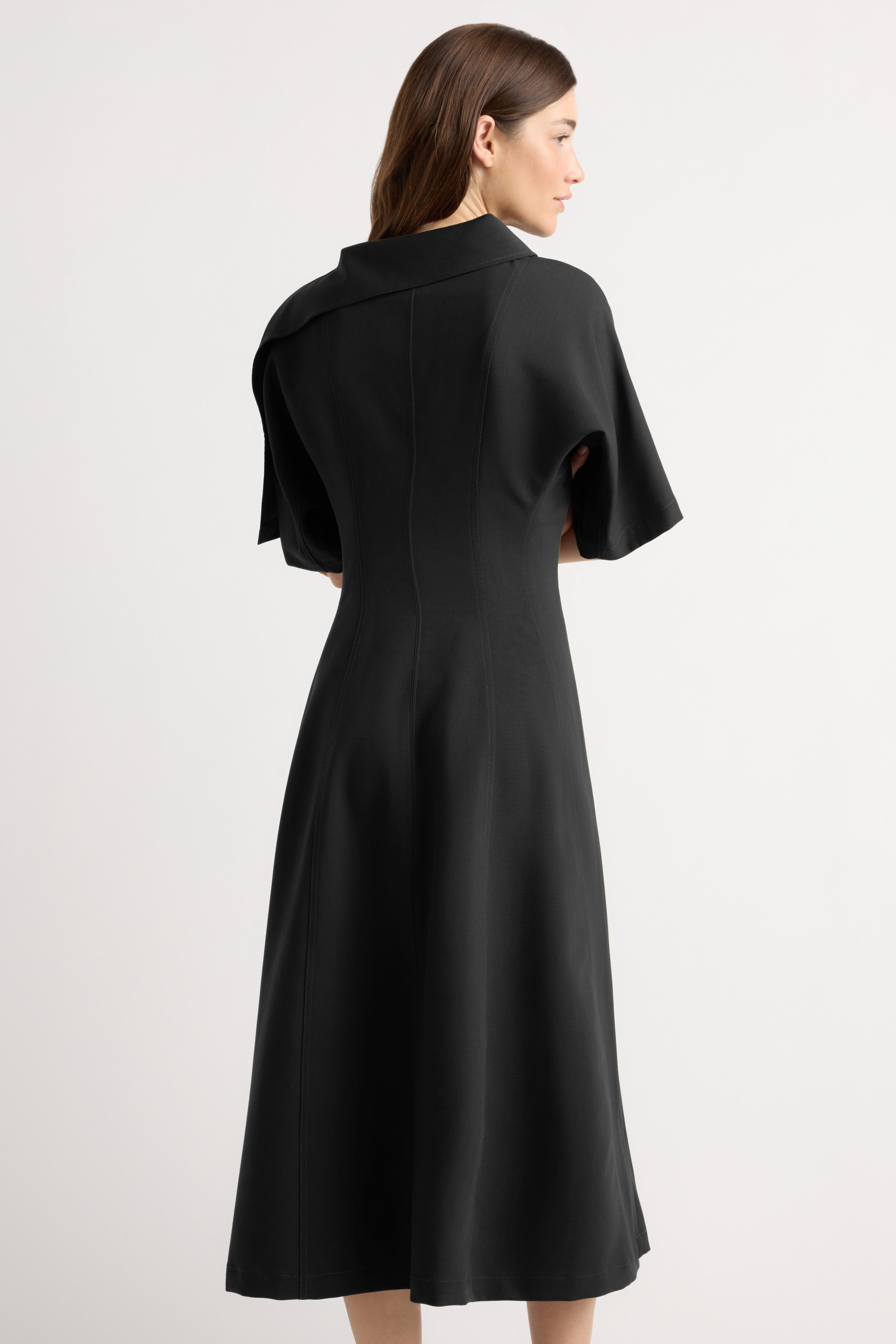Addison Foldover Scarf-Neck Dress