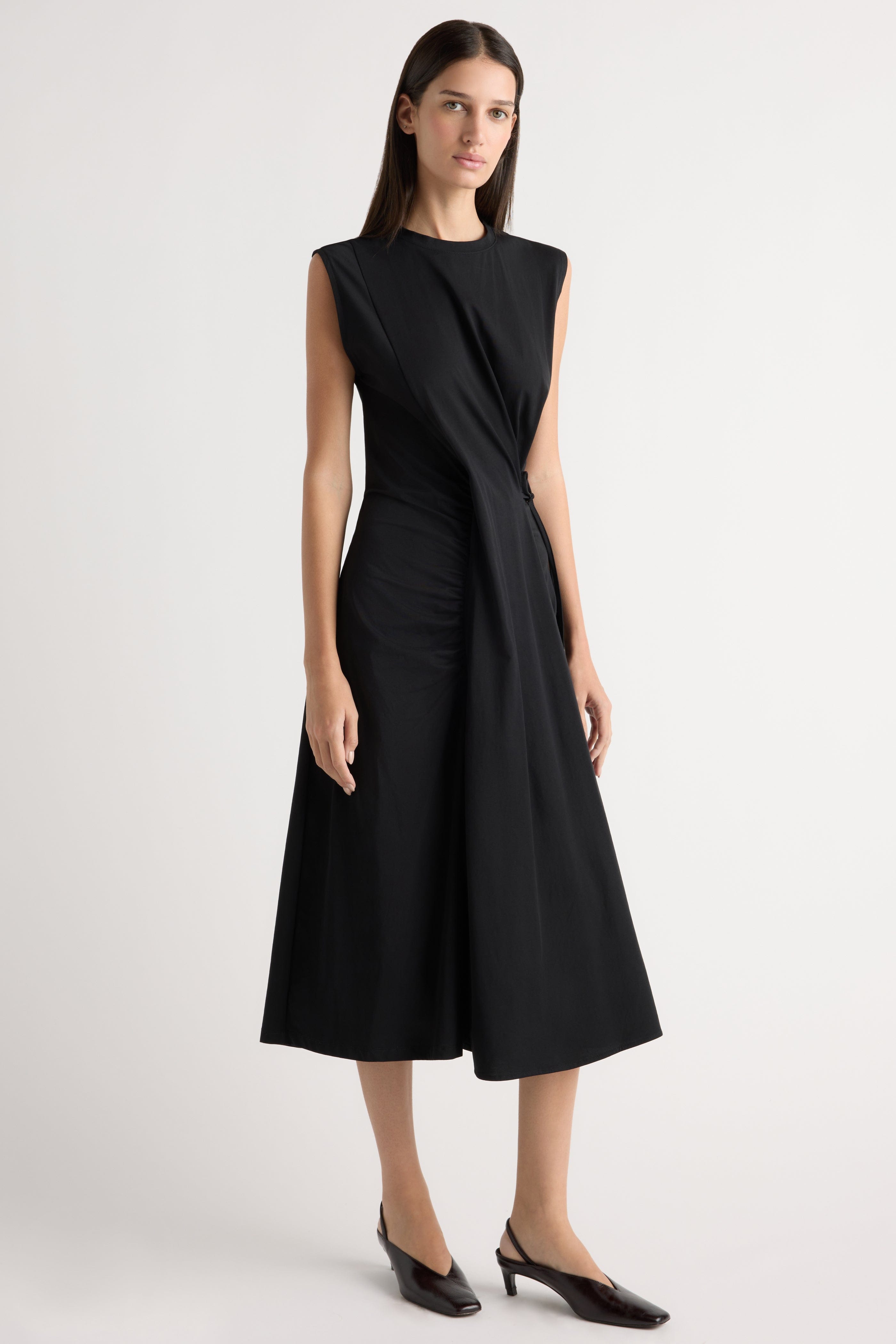 Agnes Twist-Drape Jersey Dress Black / S