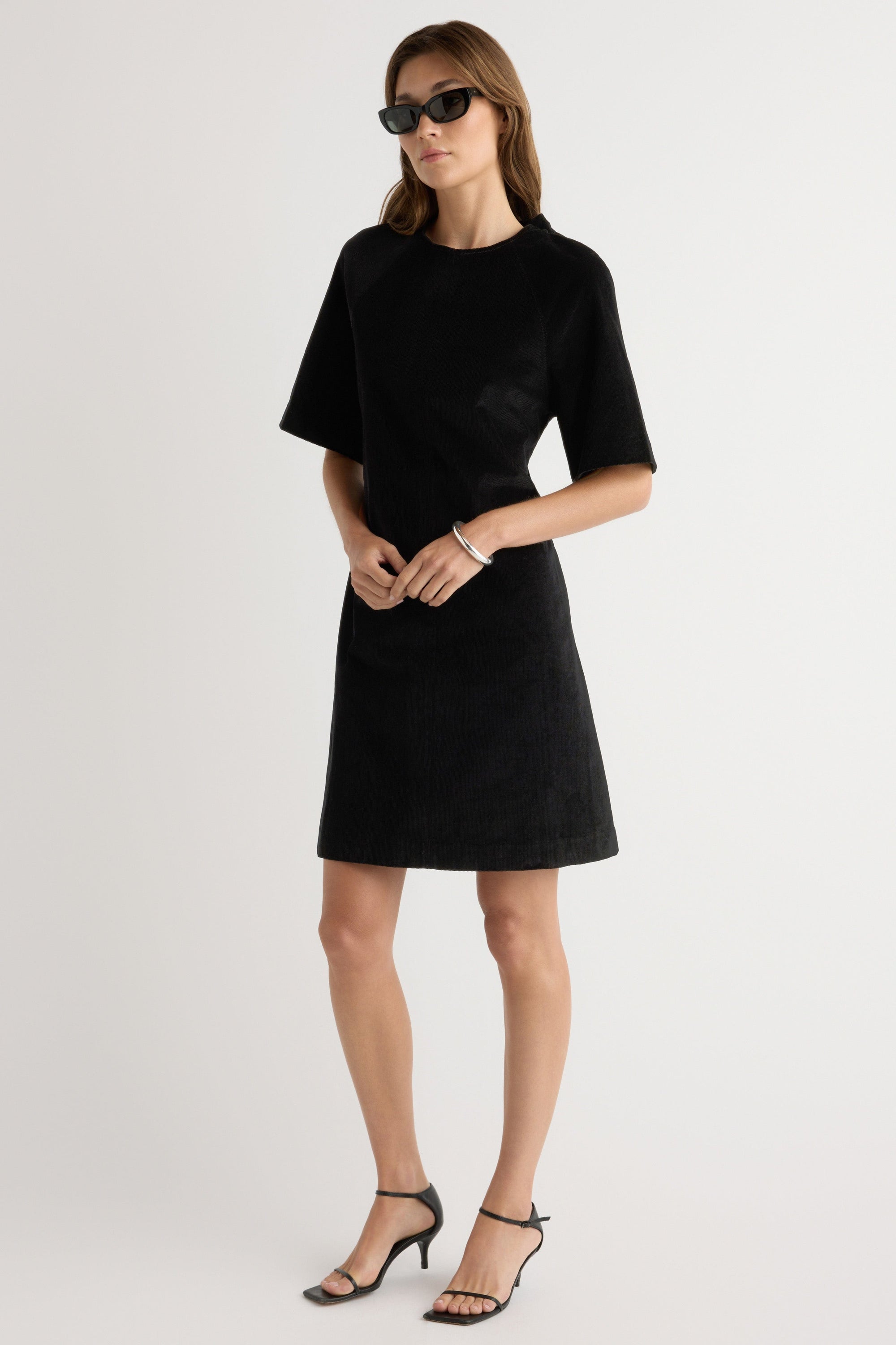 Aika Back-Tie Corduroy Mini Dress Black Onyx / 1X
