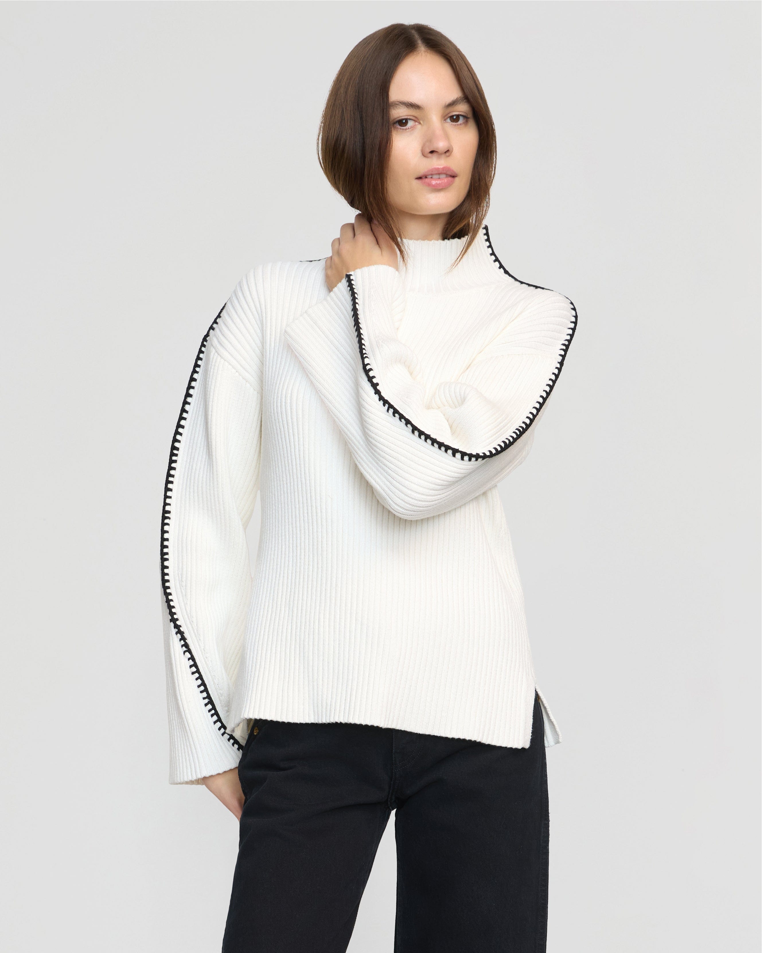 売れ筋商品|||ティー・タハリ ニット&セーター アウター レディース Women's Split-Neck Contrast-Trim Sweater Black/white Womens KÜHL NORDA™ 1/4 ZIP SWEATER - H.N. Williams
