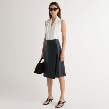 Renée | Alba Asymmetric Vegan Leather Skirt in Size Extra Small