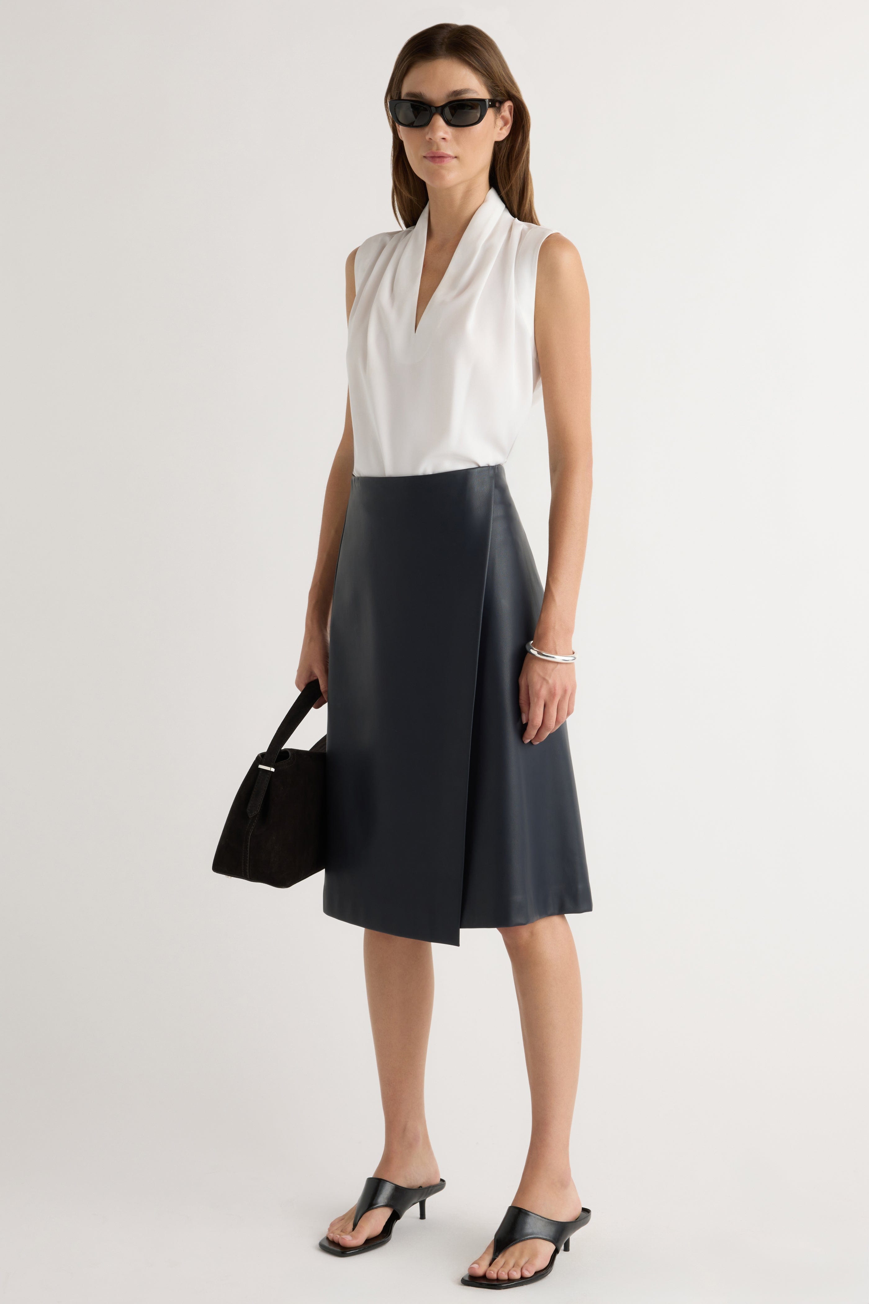Alba Asymmetric Vegan Leather Skirt