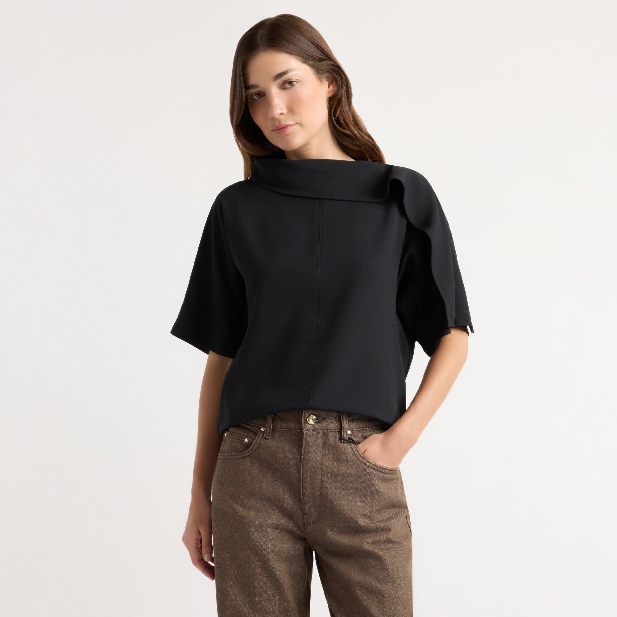 【未使用】Her lip to Scarf-Collar Blouse Allie Foldover Scarf-Neck Blouse