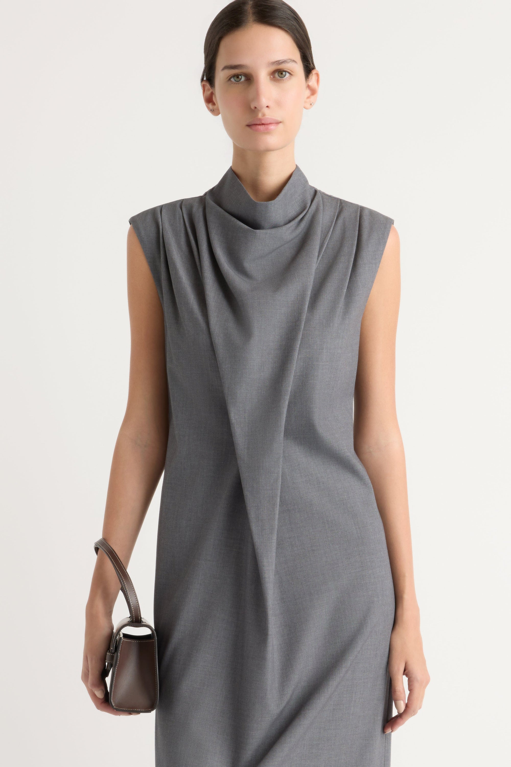 Modern Citizen Women's Amara Gathered-Neck Drape Dress - Gray