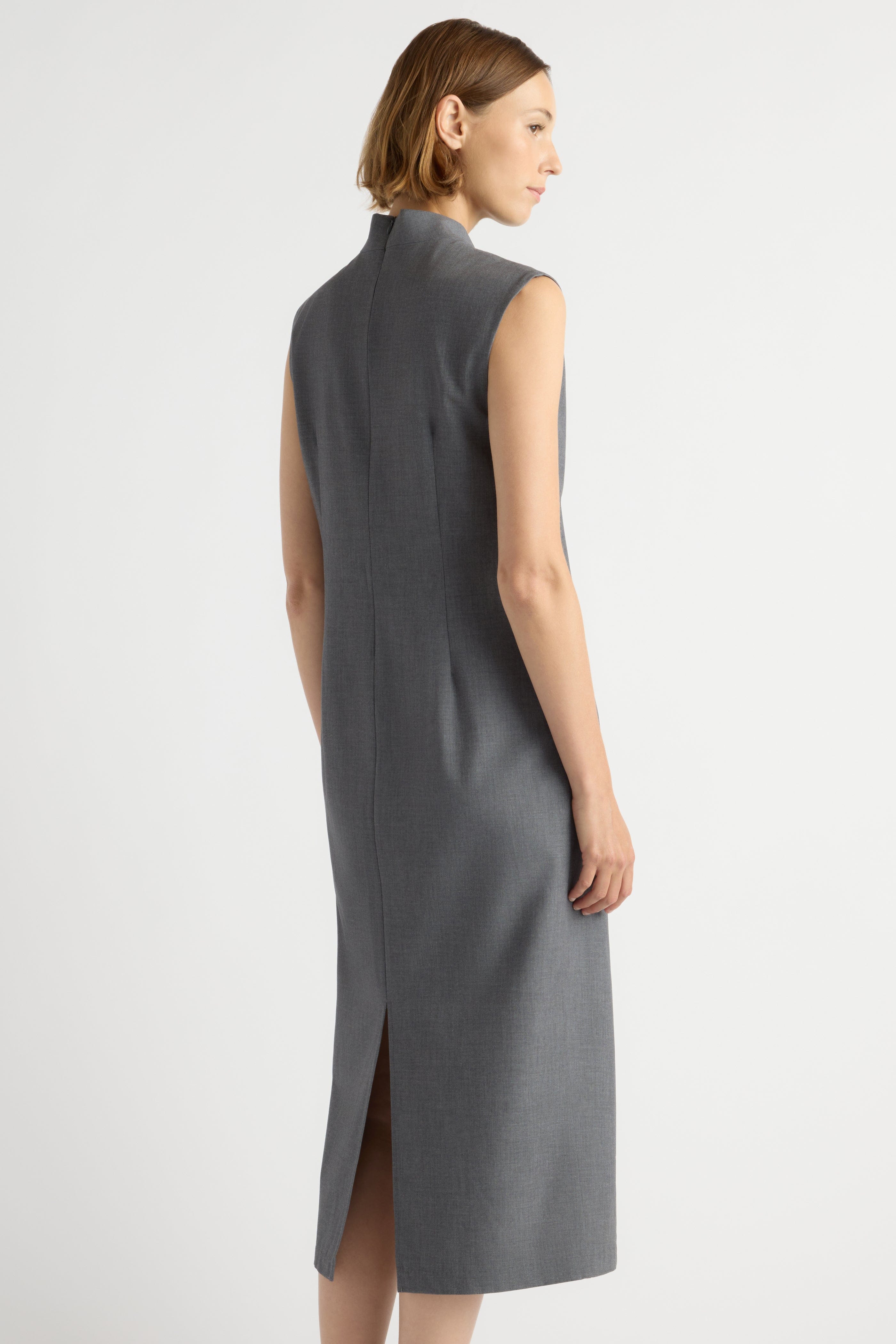 Amara Gathered-Neck Drape Dress