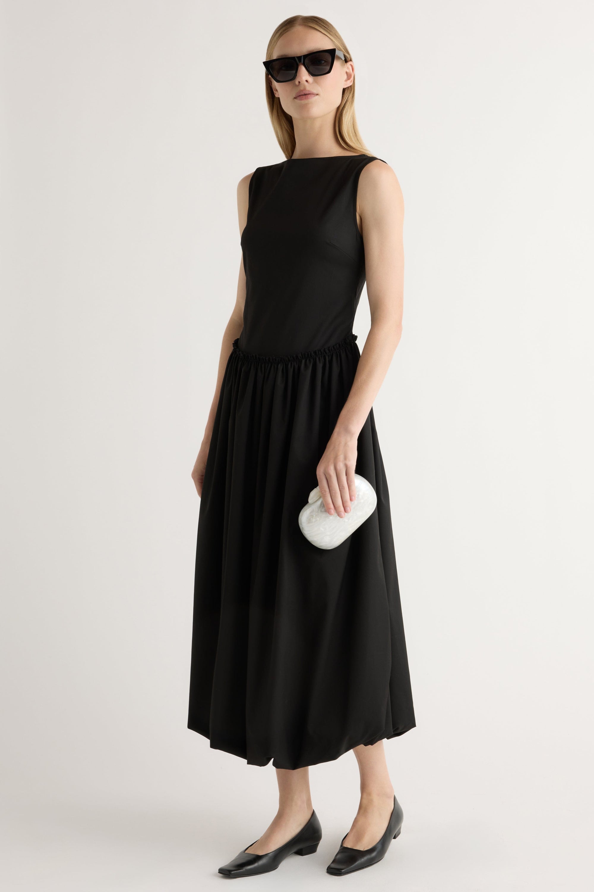 green emerald velvet dress Vinya Poplin Drop Waist Dress main image 1