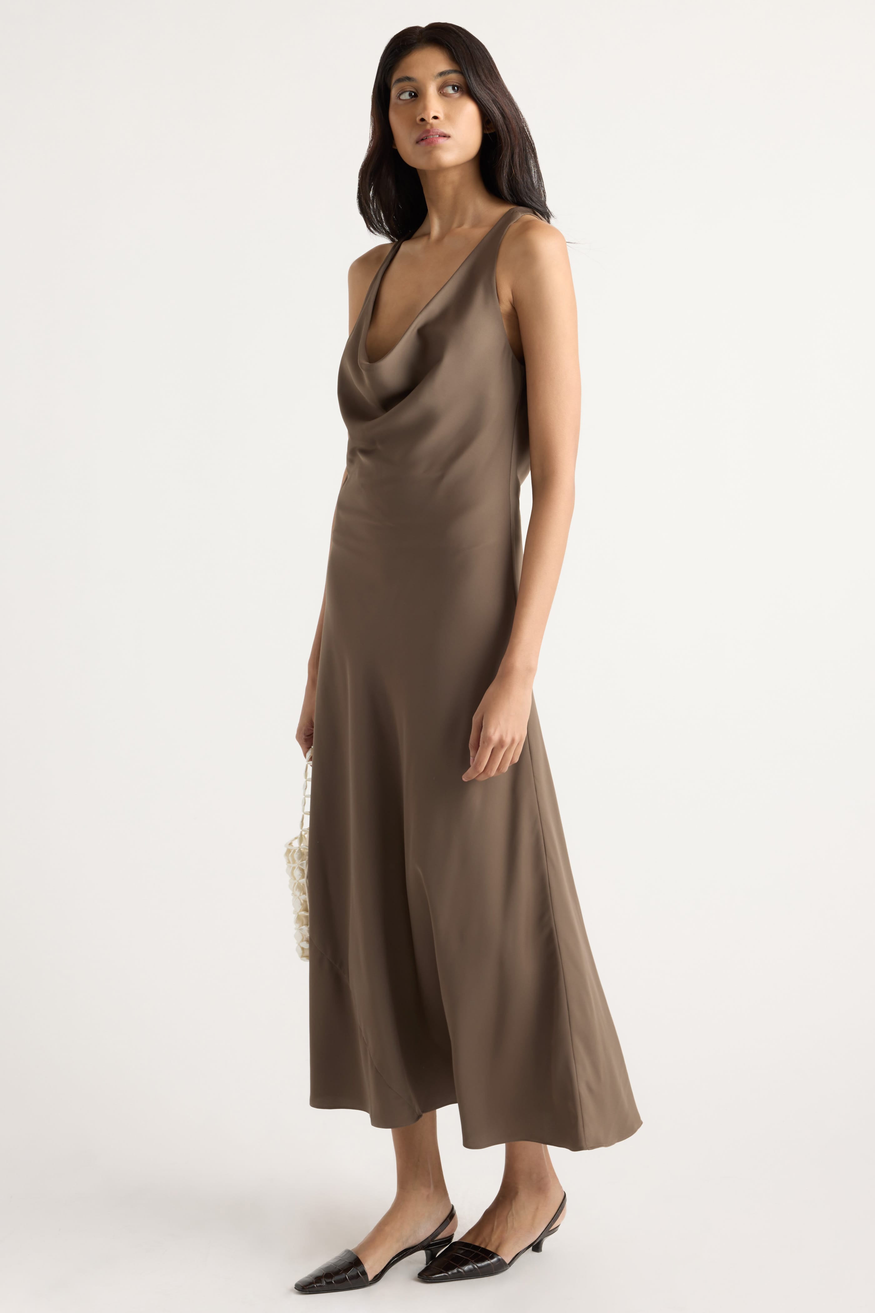 Anais Twist-Shoulder Cowl-Neck Dress Anais Twist-Shoulder Cowl-Neck Dress