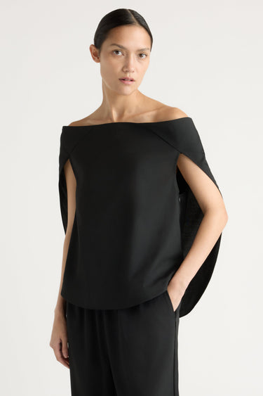 Charlotte | Angeli Off-Shoulder Back-Drape Blouse in Size Small