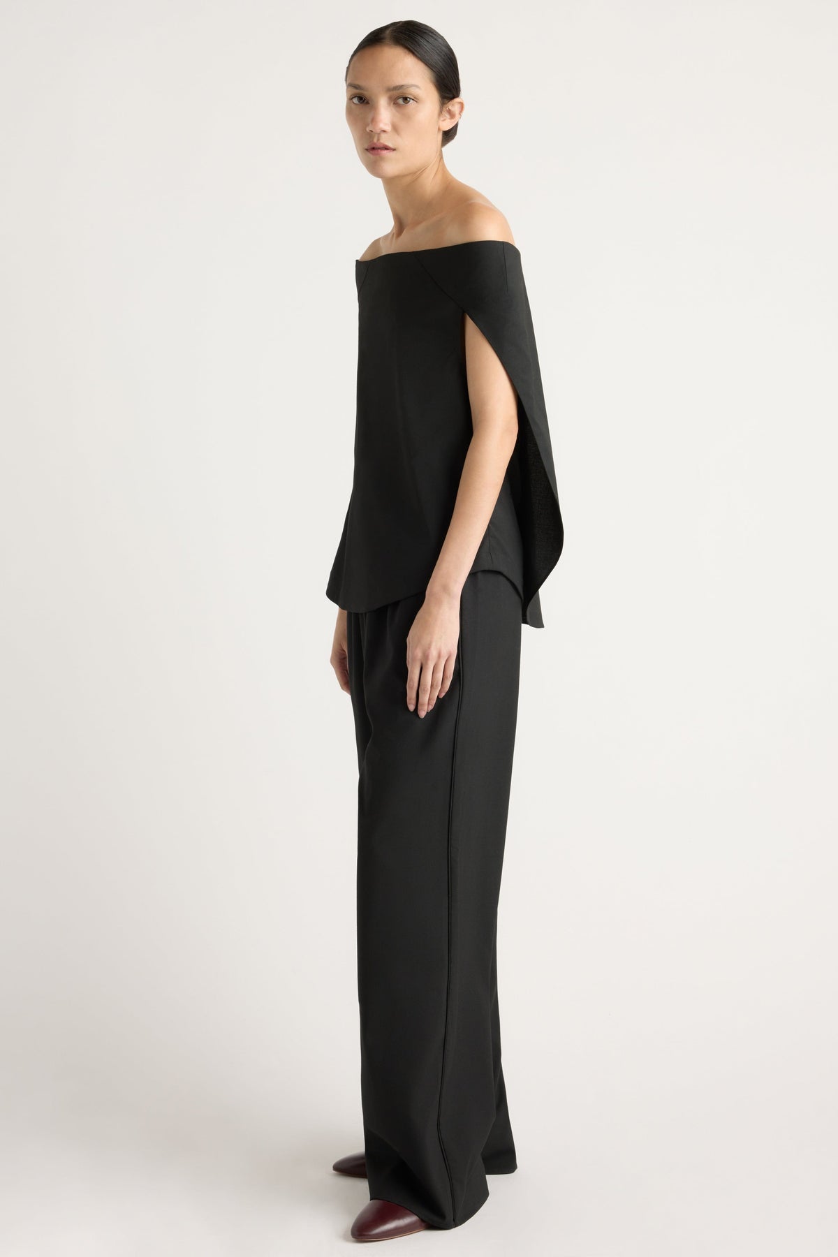 Angeli Off-Shoulder Back-Drape Blouse