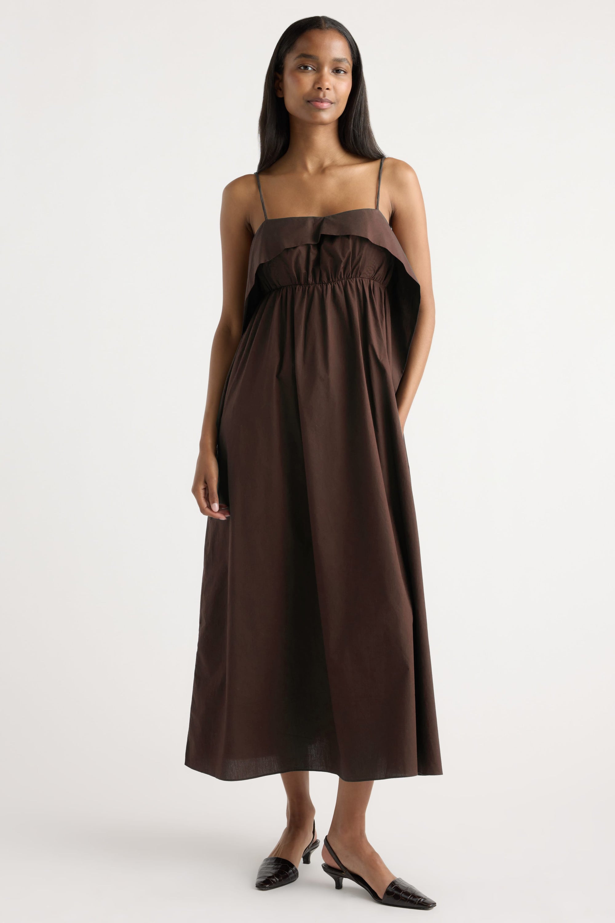 Astrid Organic Cotton Foldover Dress Cacao / S
