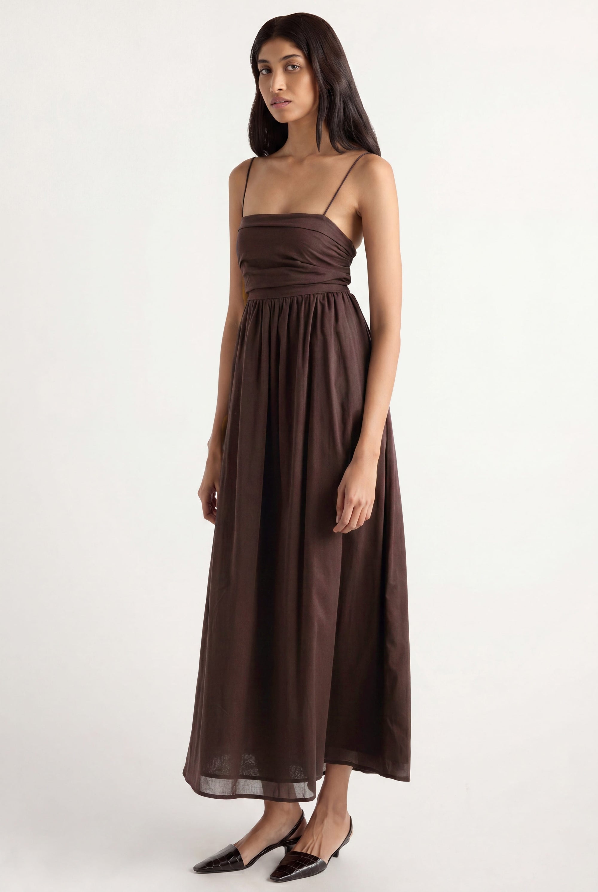 Aurora Ruched Organic Cotton Maxi Dress