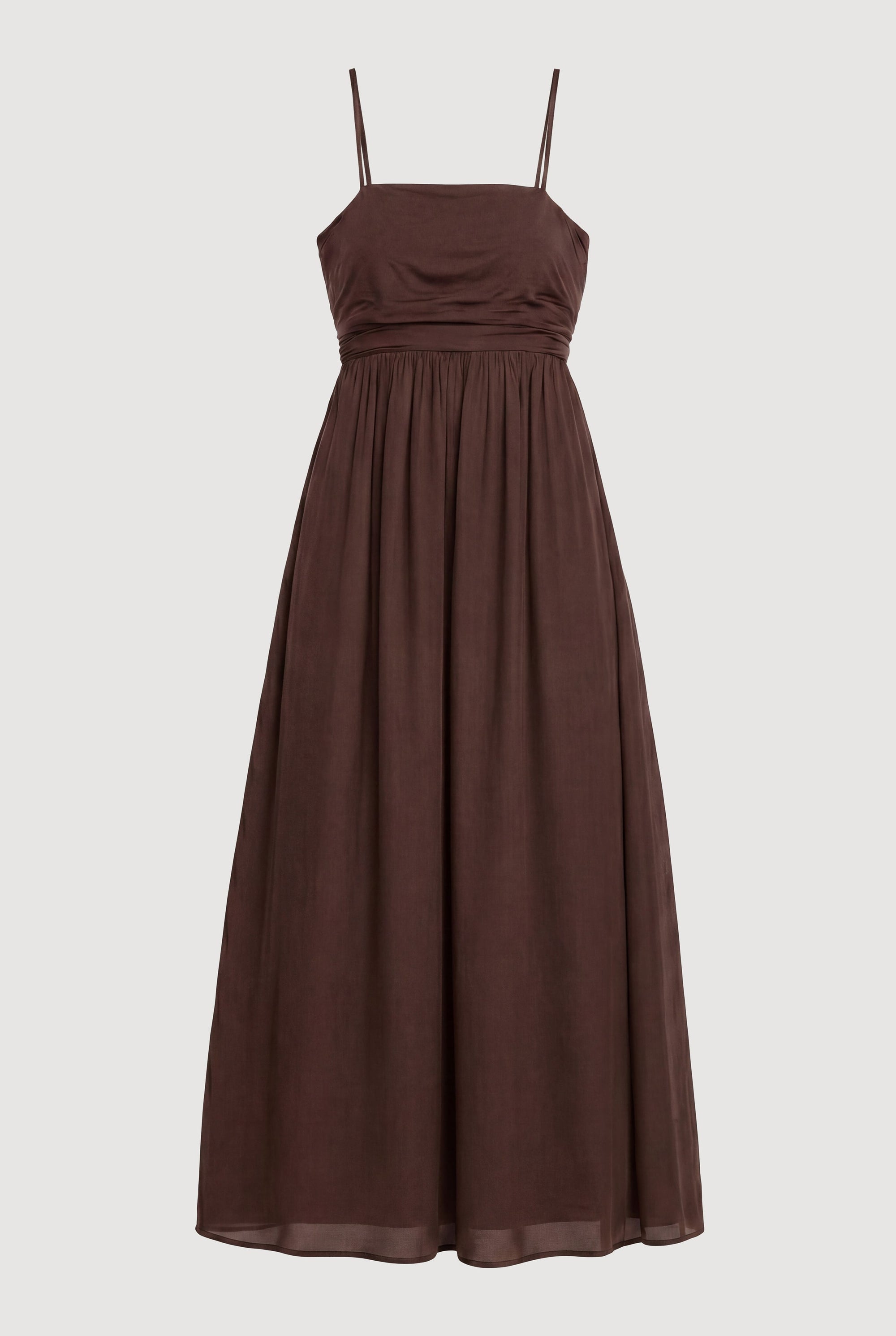 Aurora Ruched Organic Cotton Maxi Dress Cacao / XS Aurora Ruched Organic Cotton Maxi Dress Cacao / XS
