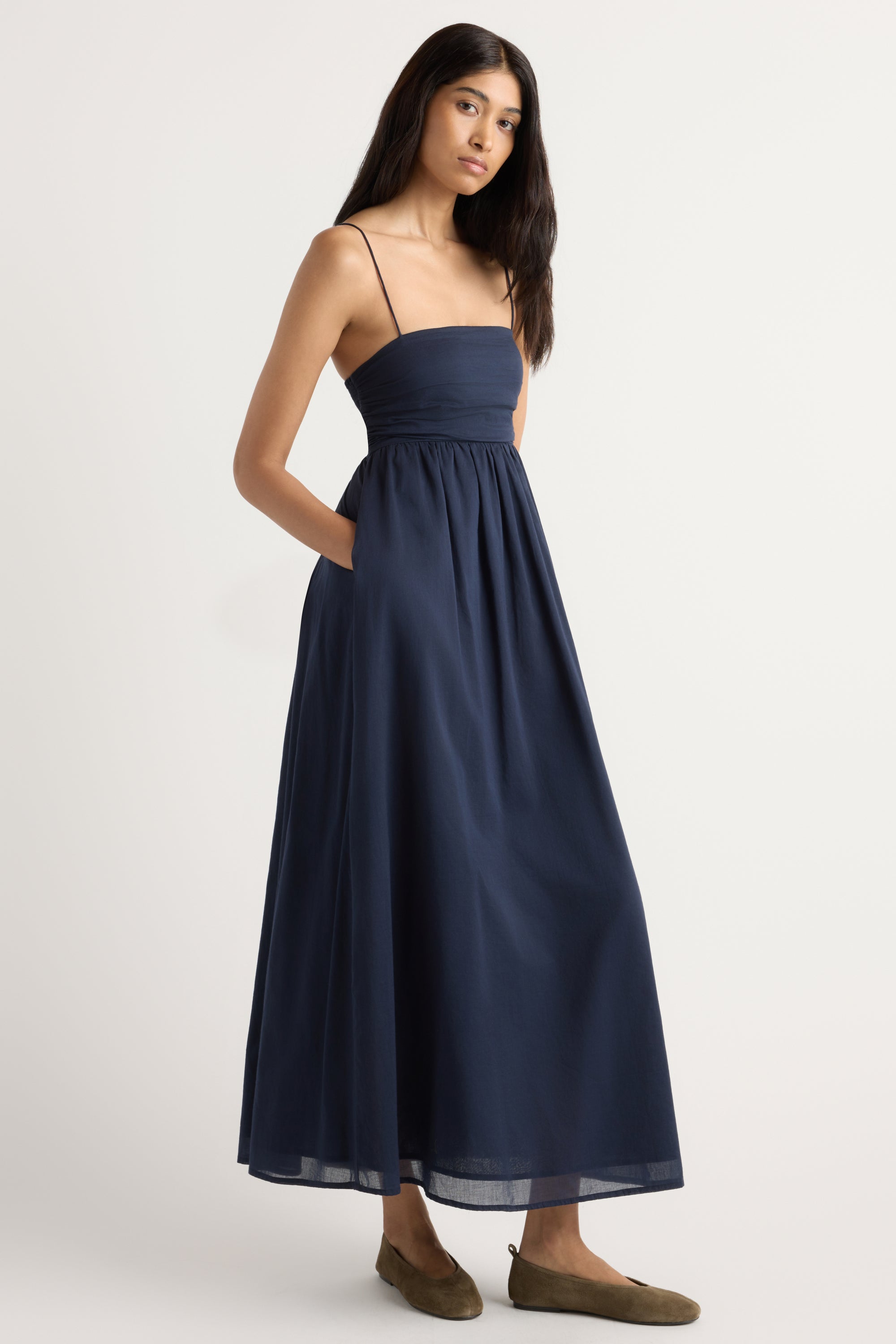 Aurora Ruched Organic Cotton Maxi Dress Aurora Ruched Organic Cotton Maxi Dress