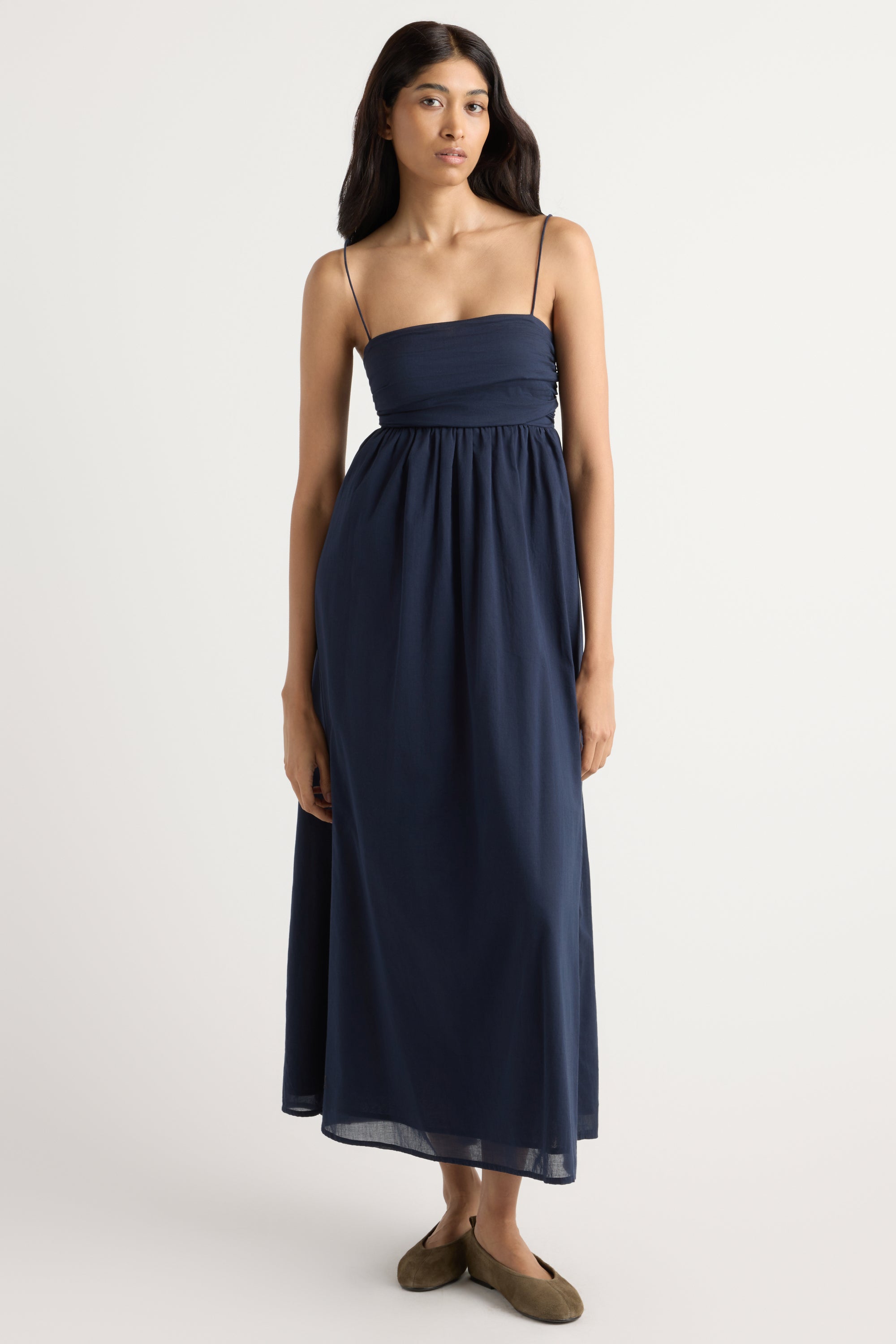 Aurora Ruched Organic Cotton Maxi Dress