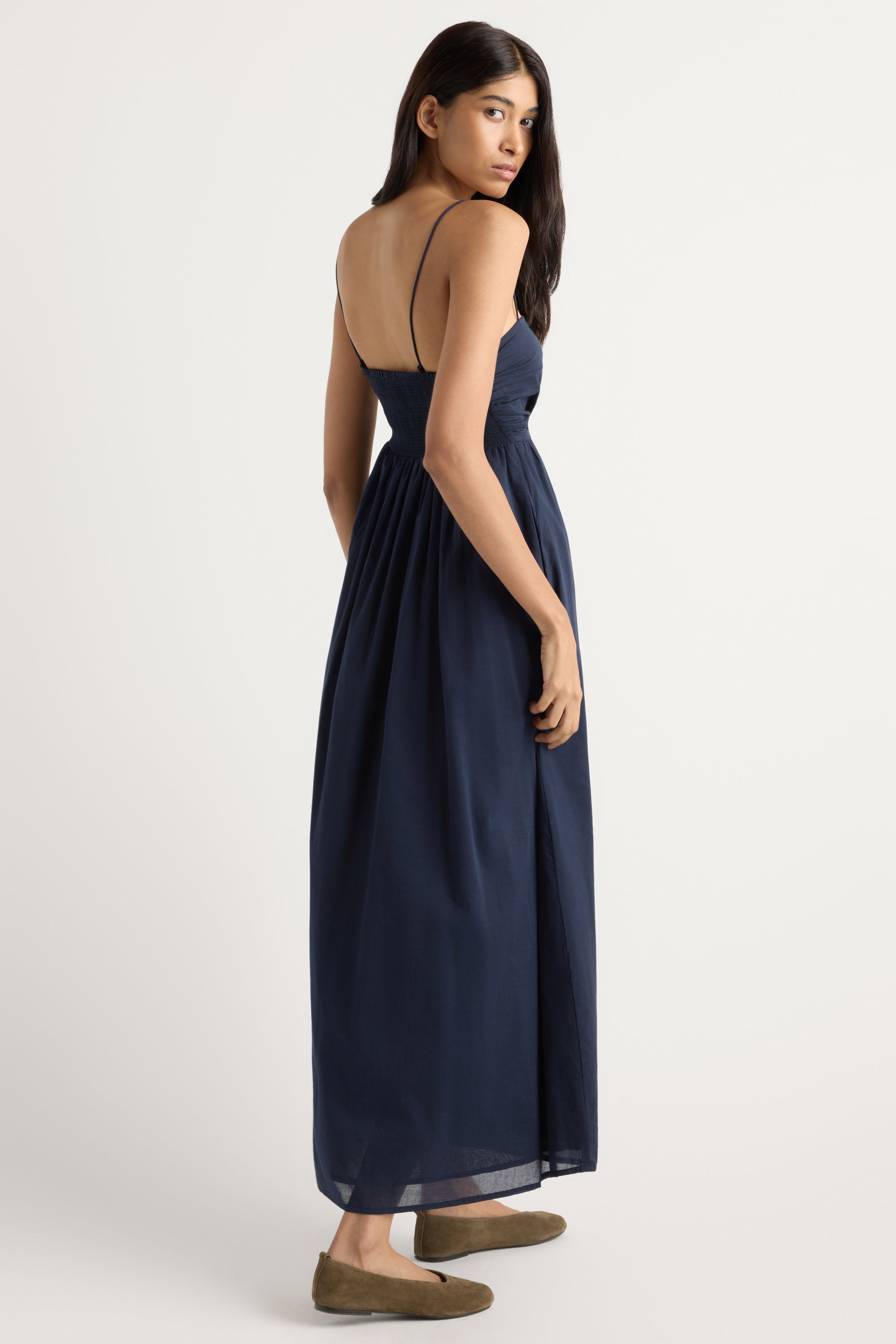 Aurora Ruched Organic Cotton Maxi Dress