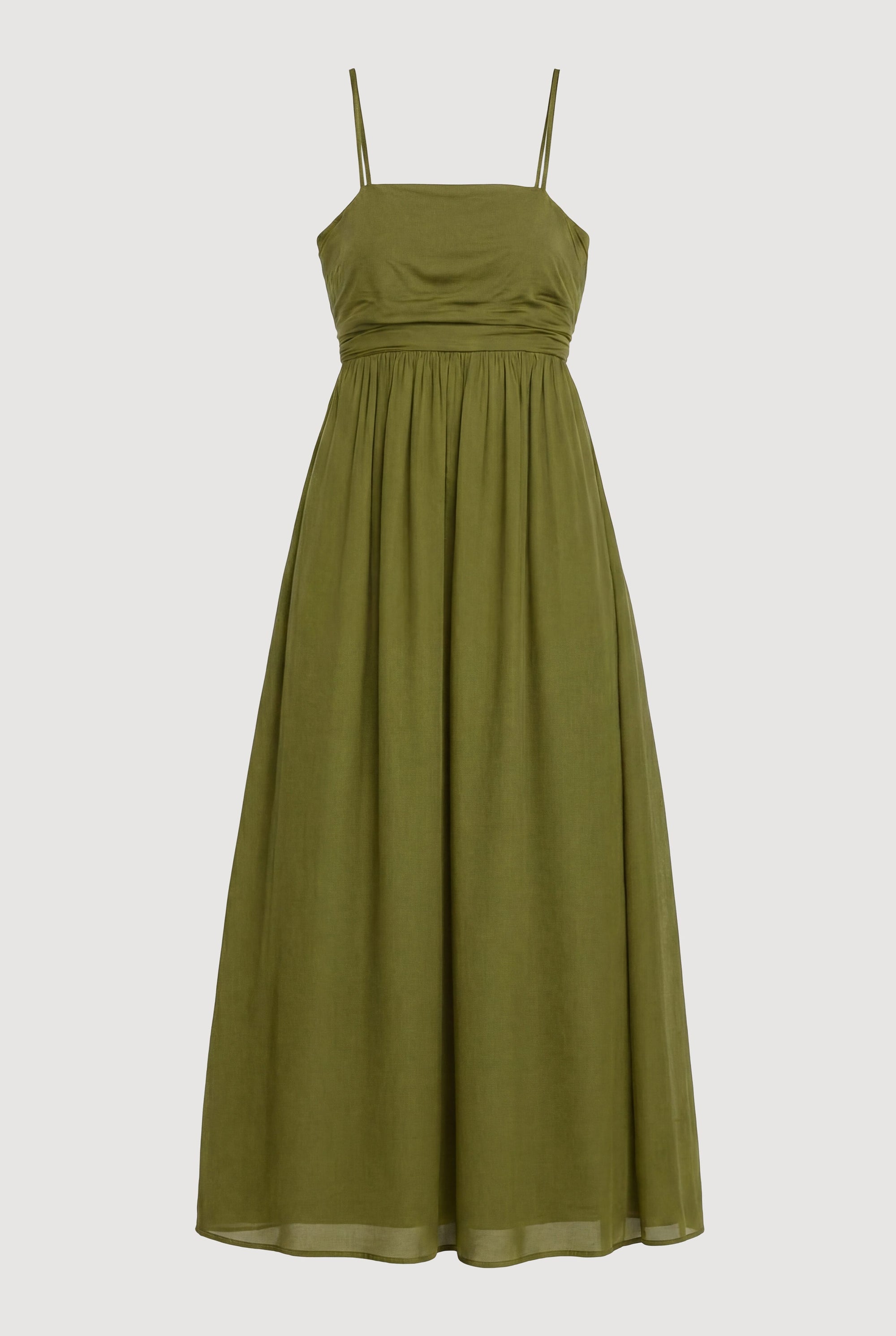 Aurora Ruched Organic Cotton Maxi Dress Spring Green / S