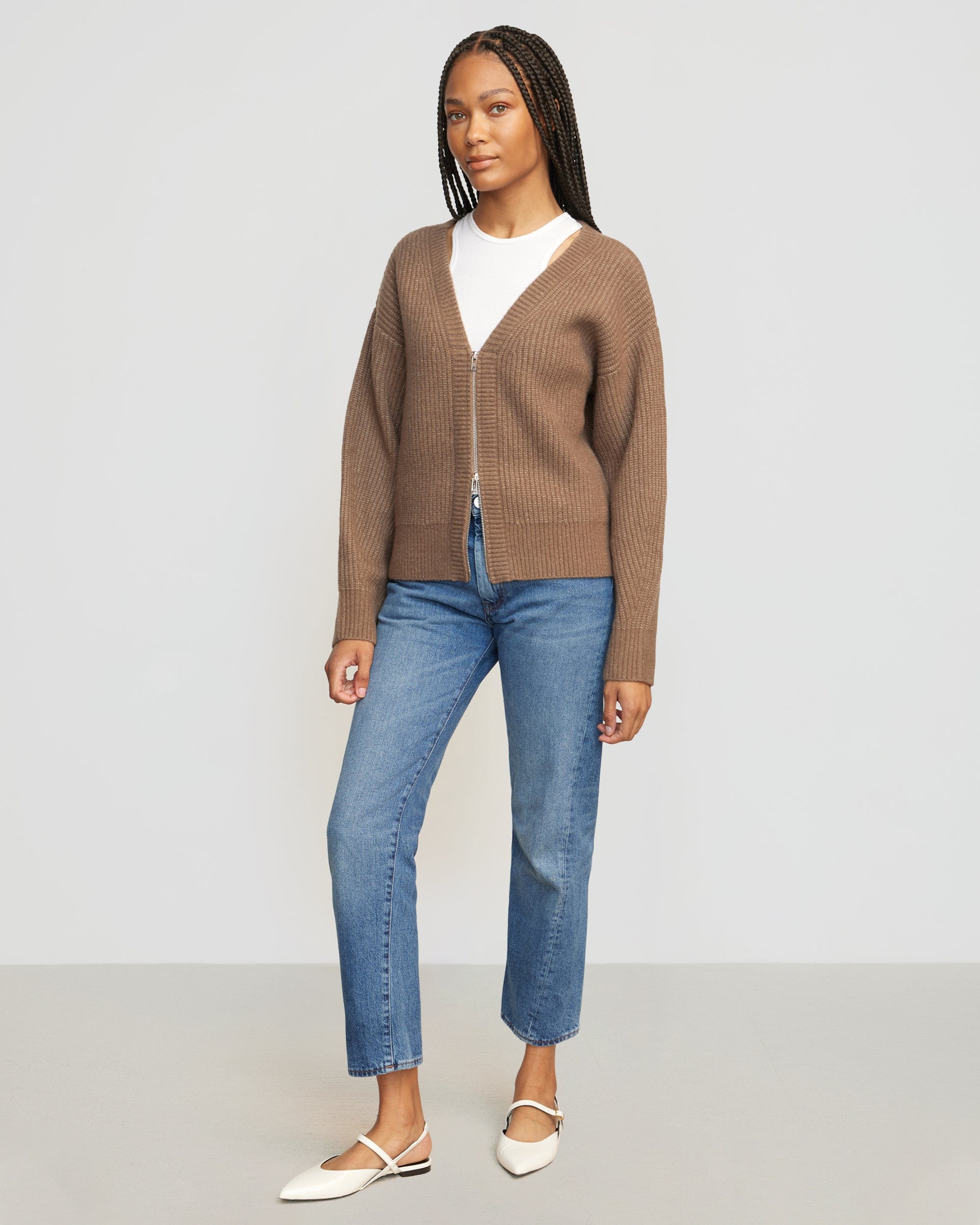 Quince Women's Heather Brown Oversized Cardigan Sweater sz XS