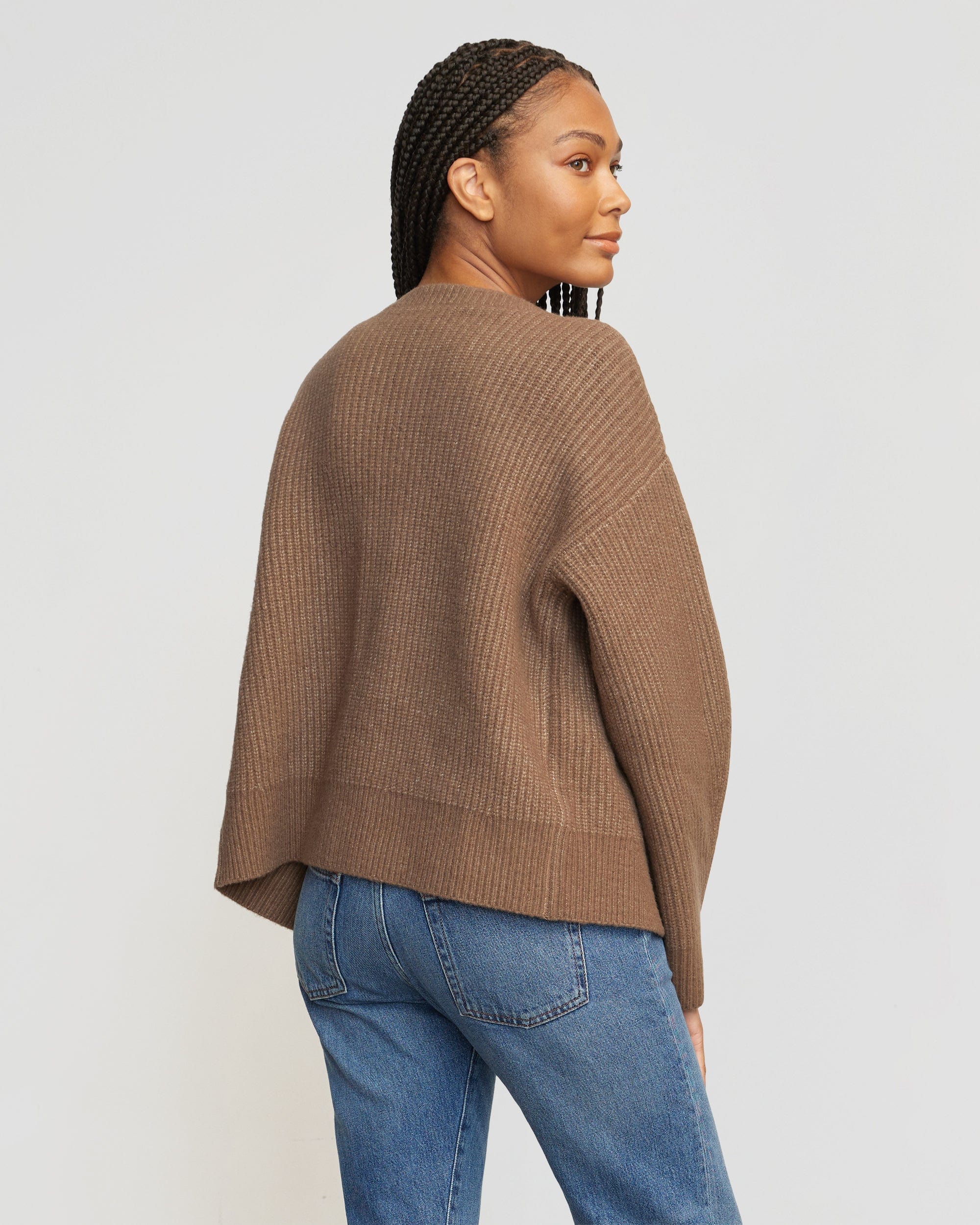 Quince Women's Heather Brown Oversized Cardigan Sweater sz XS
