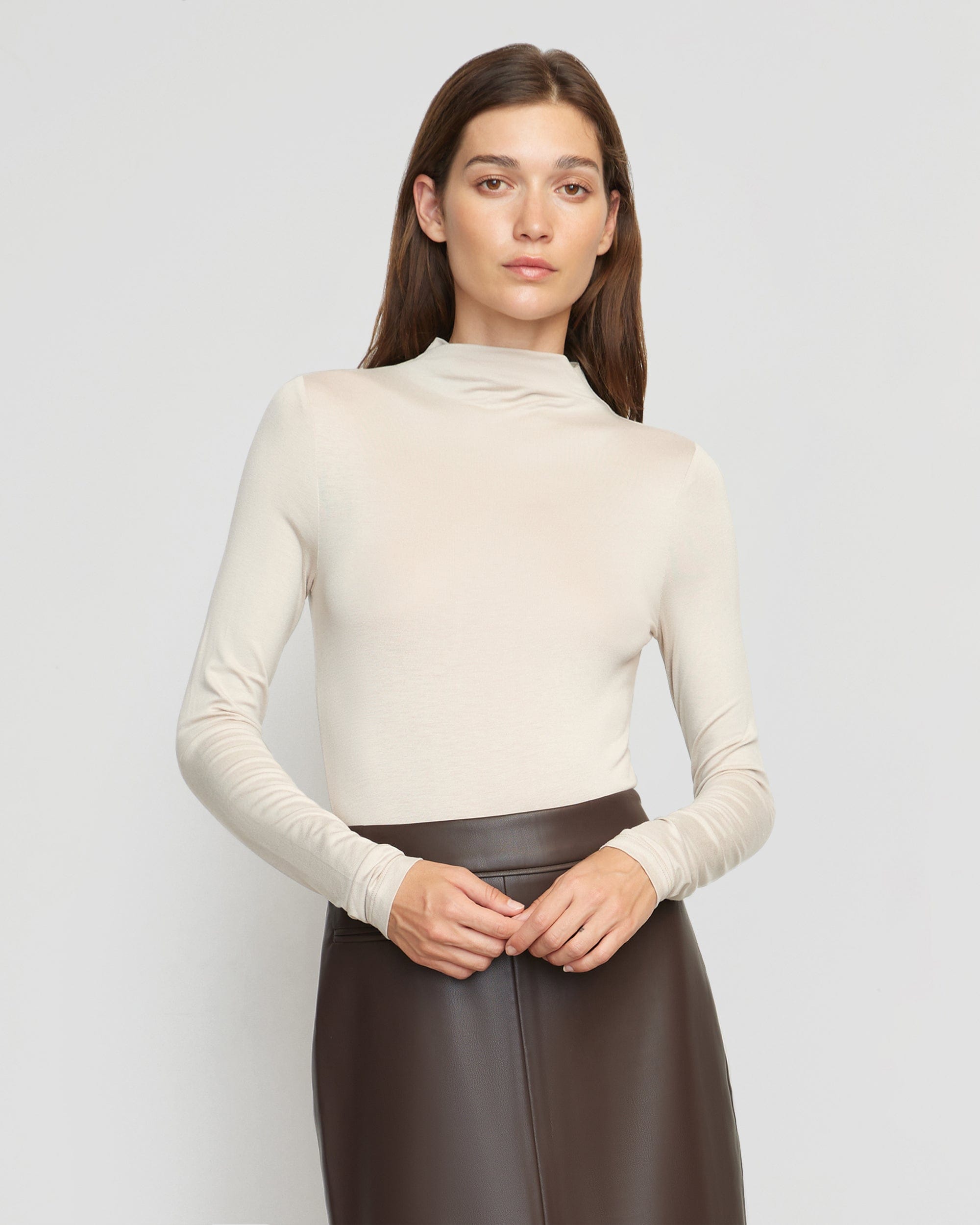 Ava Mock-Neck Long-Sleeve Tee