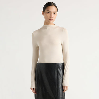Charlotte | Ava Mock-Neck Long-Sleeve Tee in Size Small