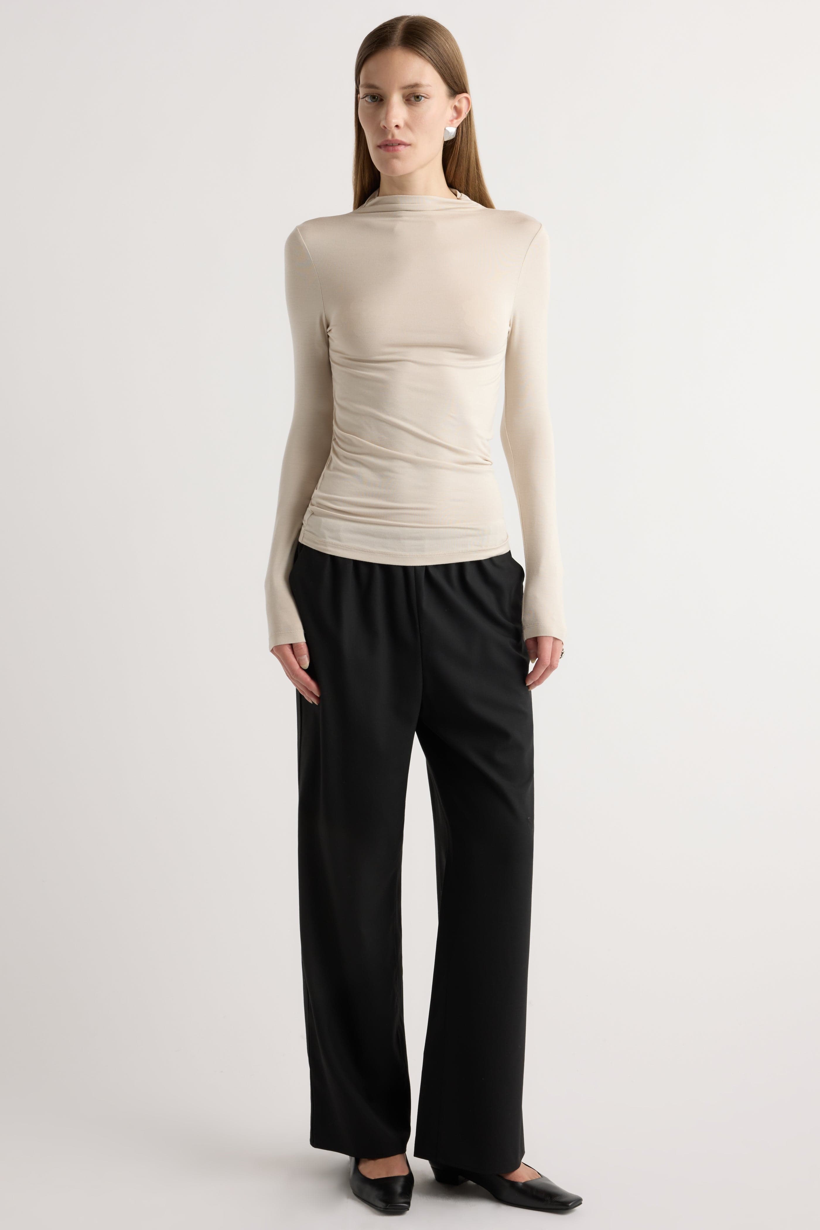 Ava Mock-Neck Long-Sleeve Tee