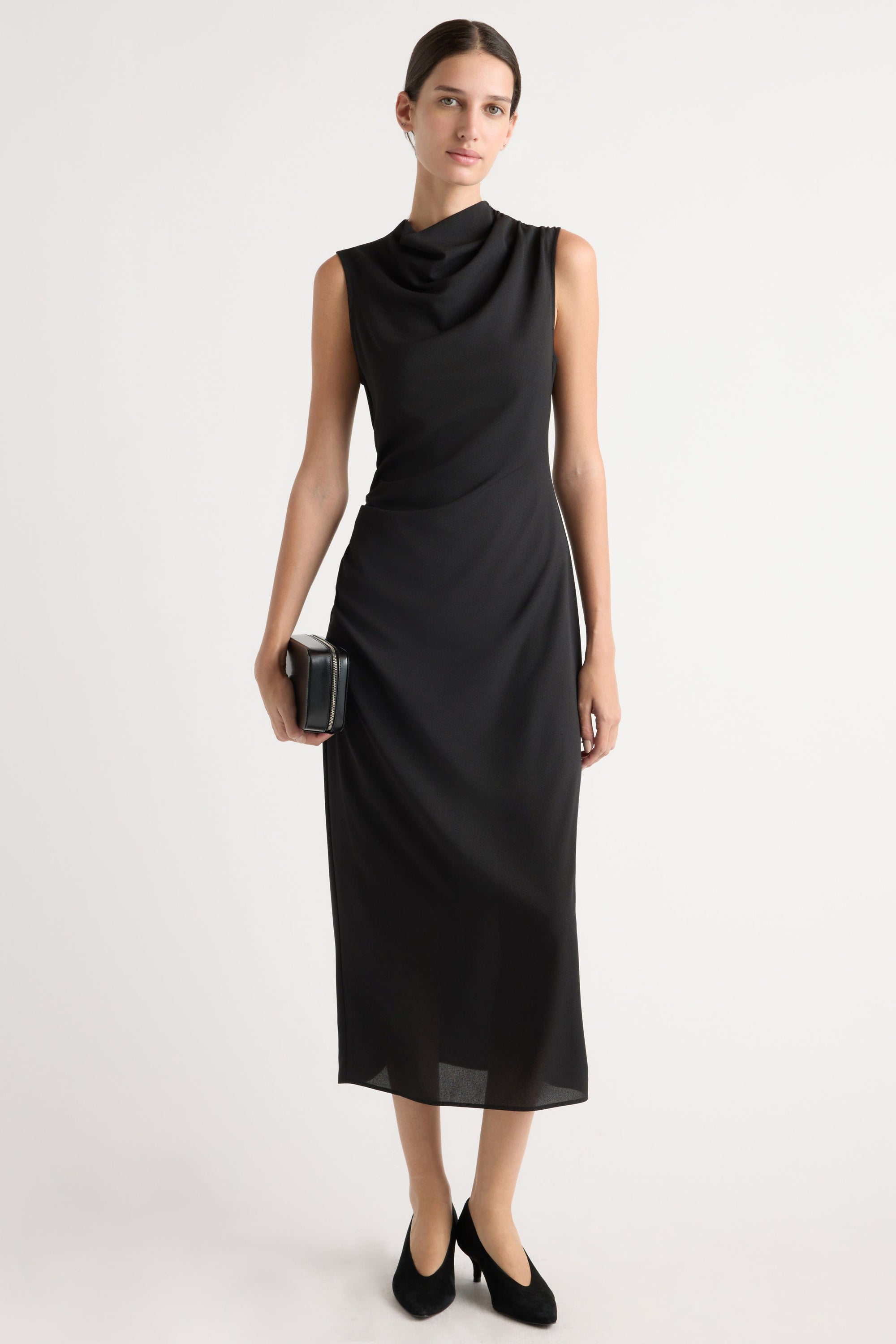 gathered sleeveless midi dress Sleeveless Gathered Waist Midi Dress