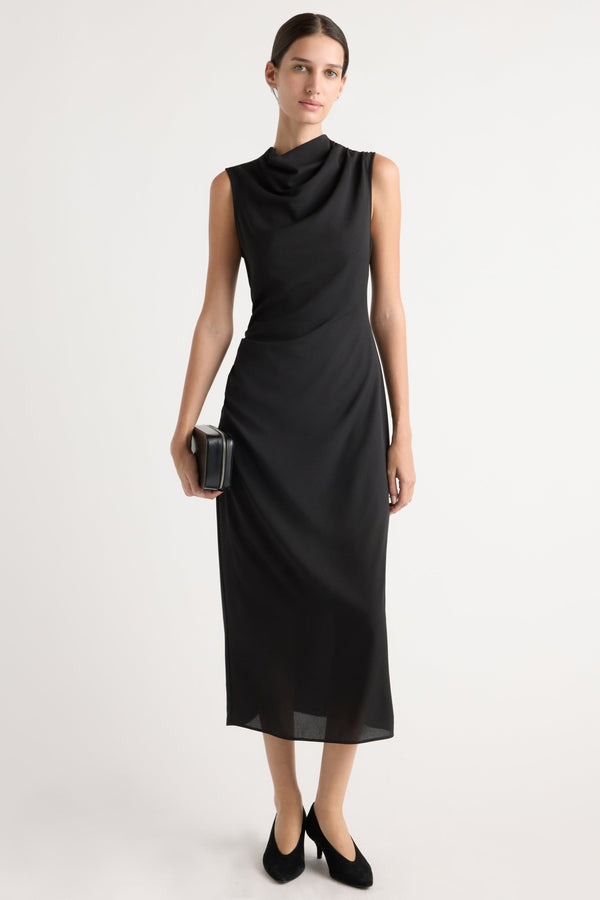 Ayelet Gathered-Neck Dress Black / XS