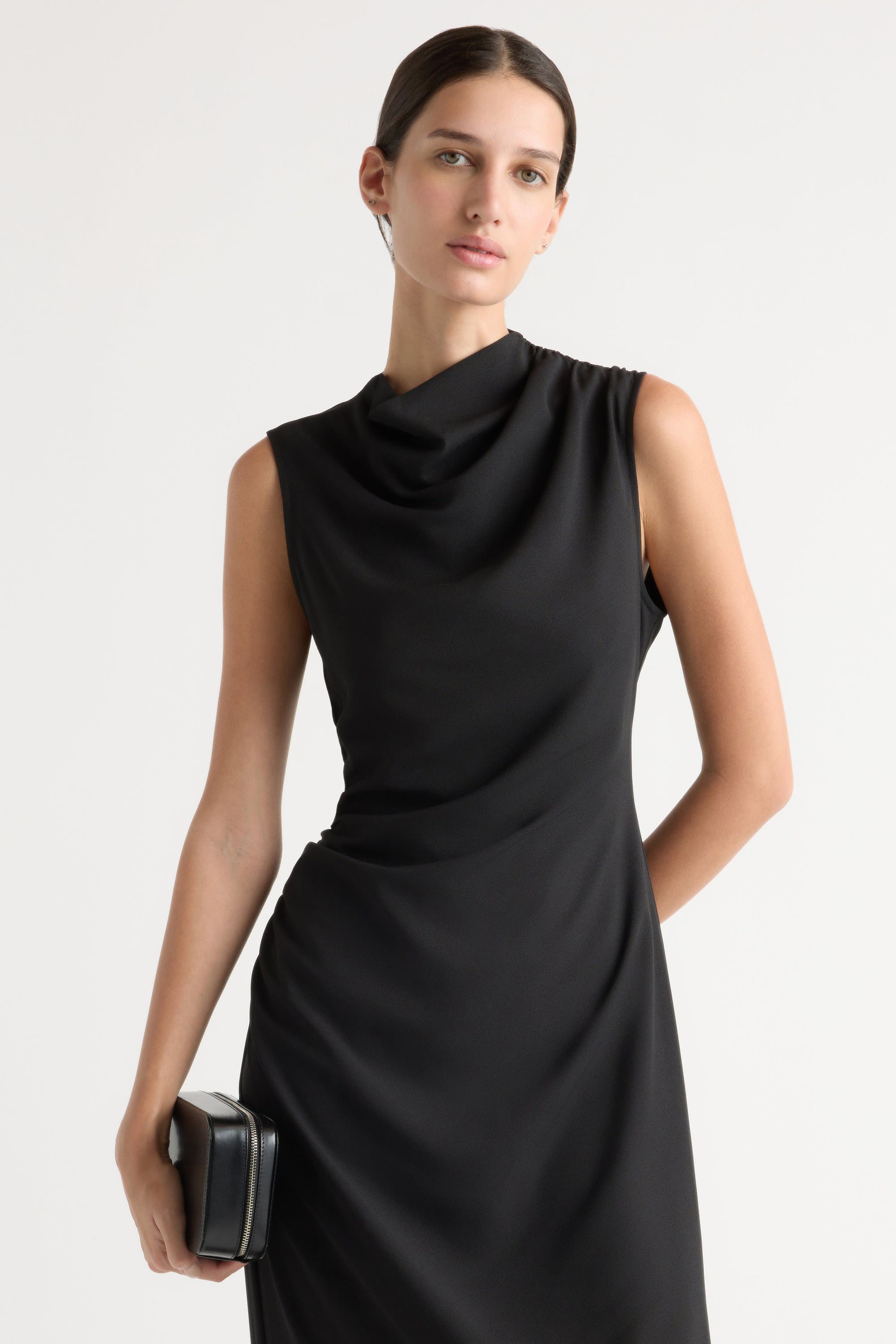 gathered cocktail dress Amsale Women's Gathered Satin Cocktail Dress - Moss
