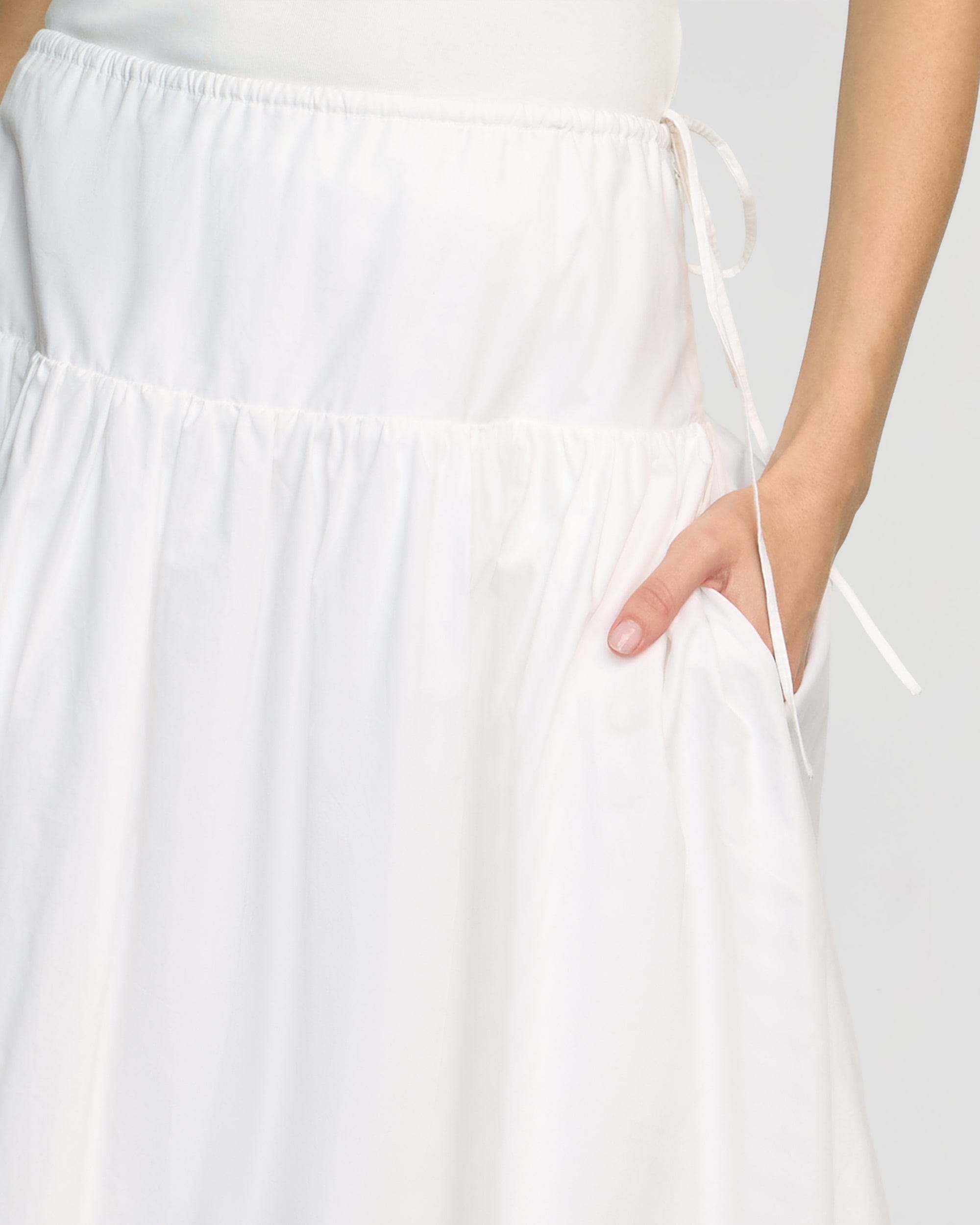 【BAON】Goho banding pin tuck cotton long skirt Kumamoto long skirt