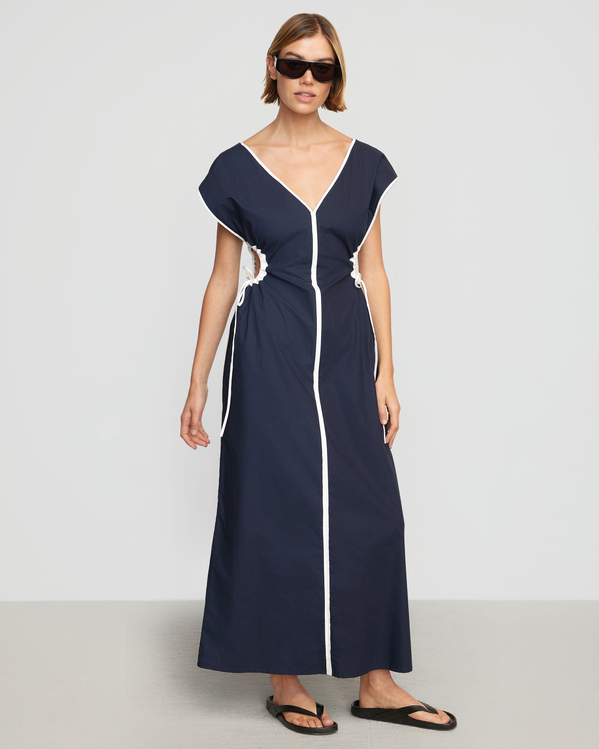 Basimah V Neck Side Cut Out Dress