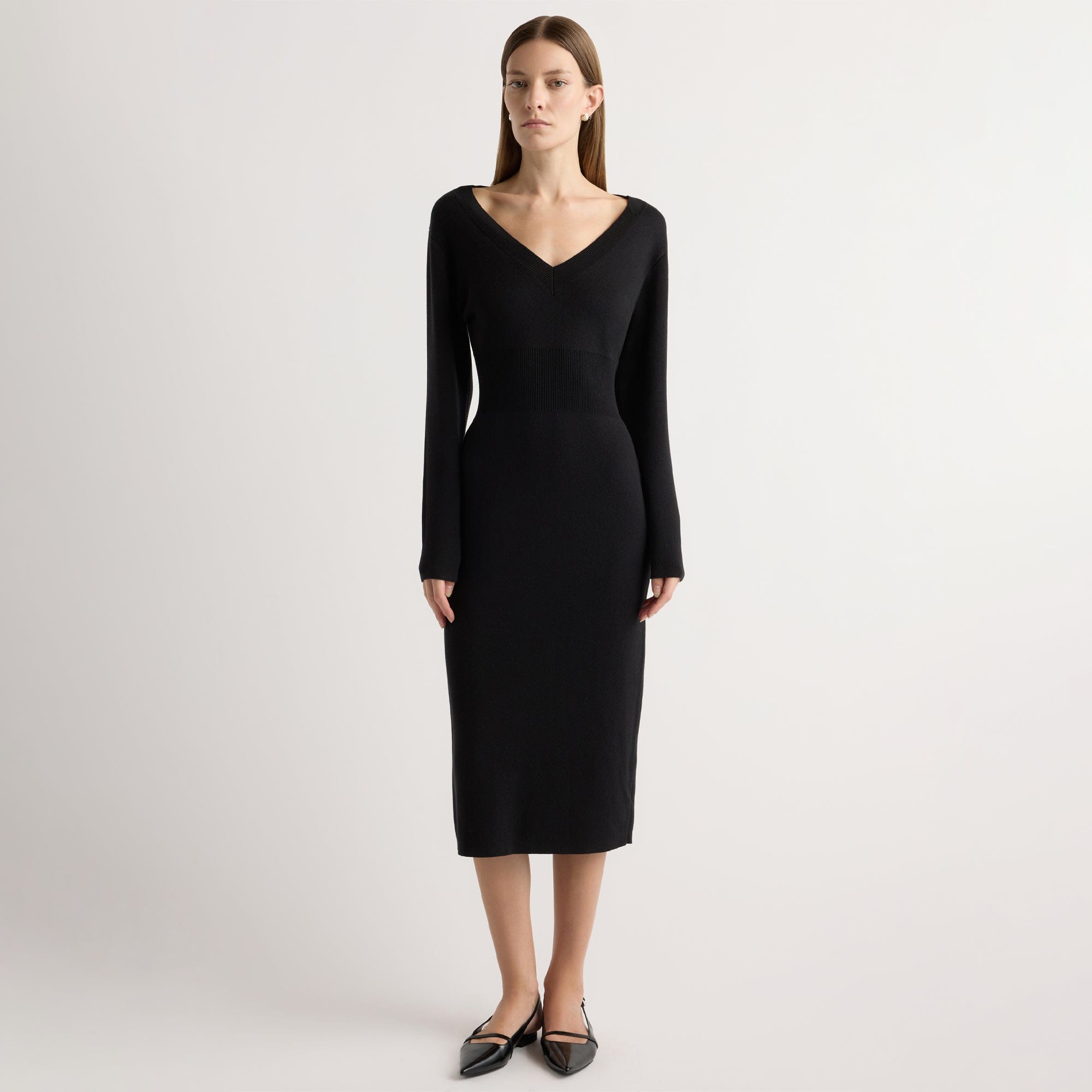 Bora Off-Shoulder V-Neck Sweater Dress