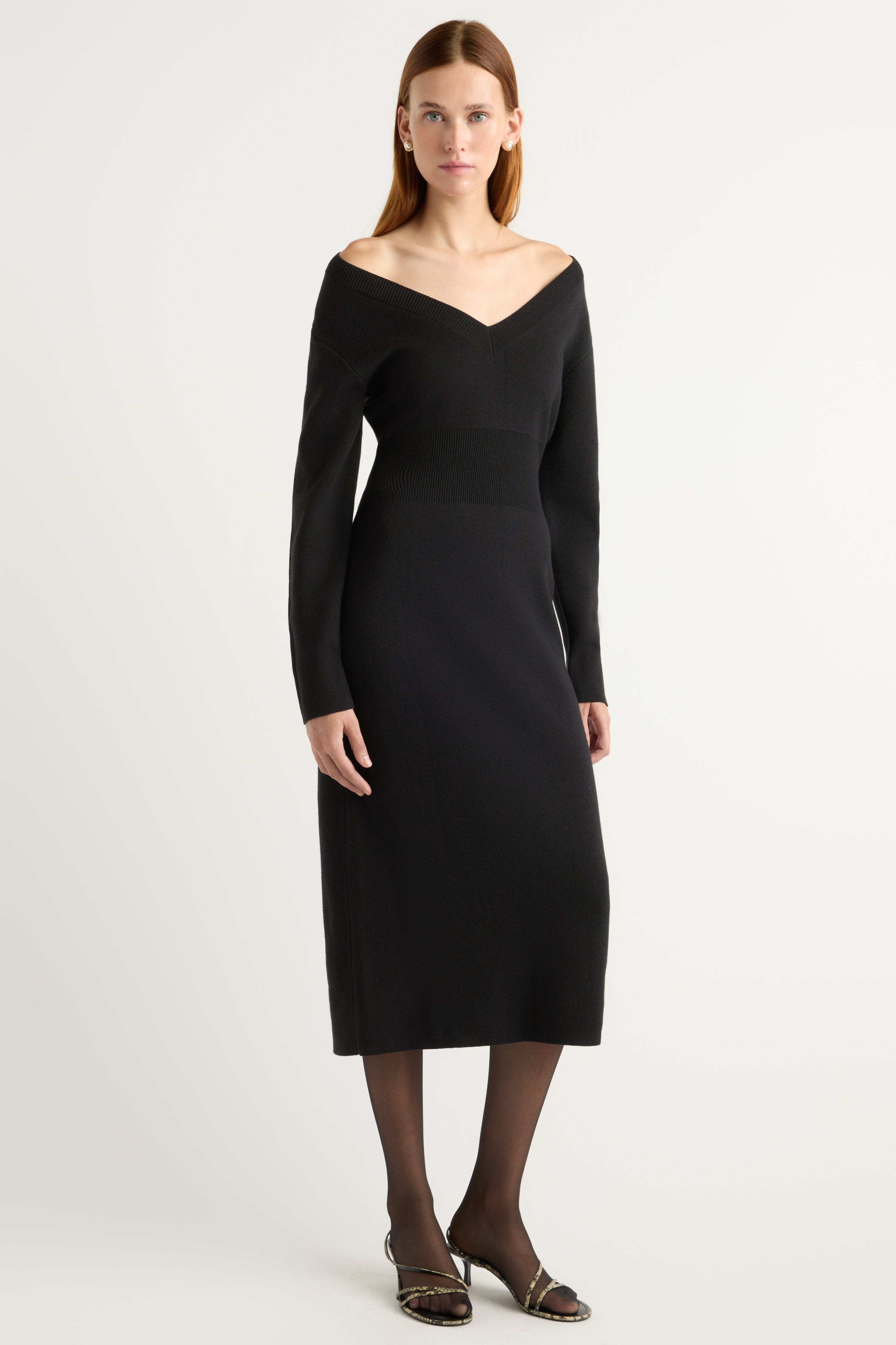 【FETICO】JERSEY OFF SHOULDER DRESS Amarantha Off Shoulder Dress - Fiery Red | SIMKHAI