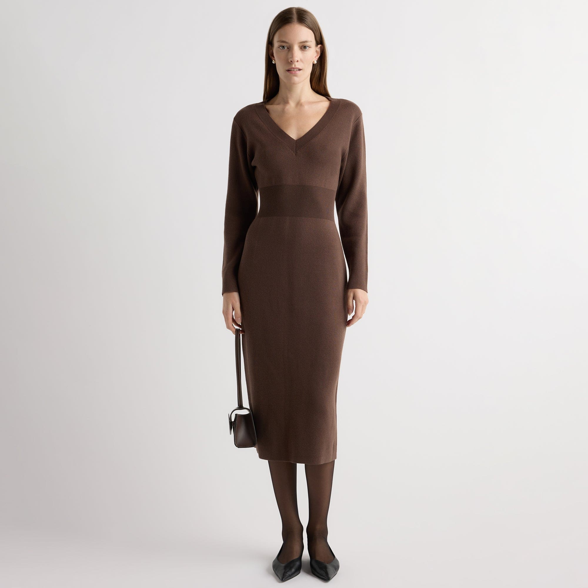 long sleeve v neck sweater dress Bora Off-Shoulder V-Neck Sweater Dress