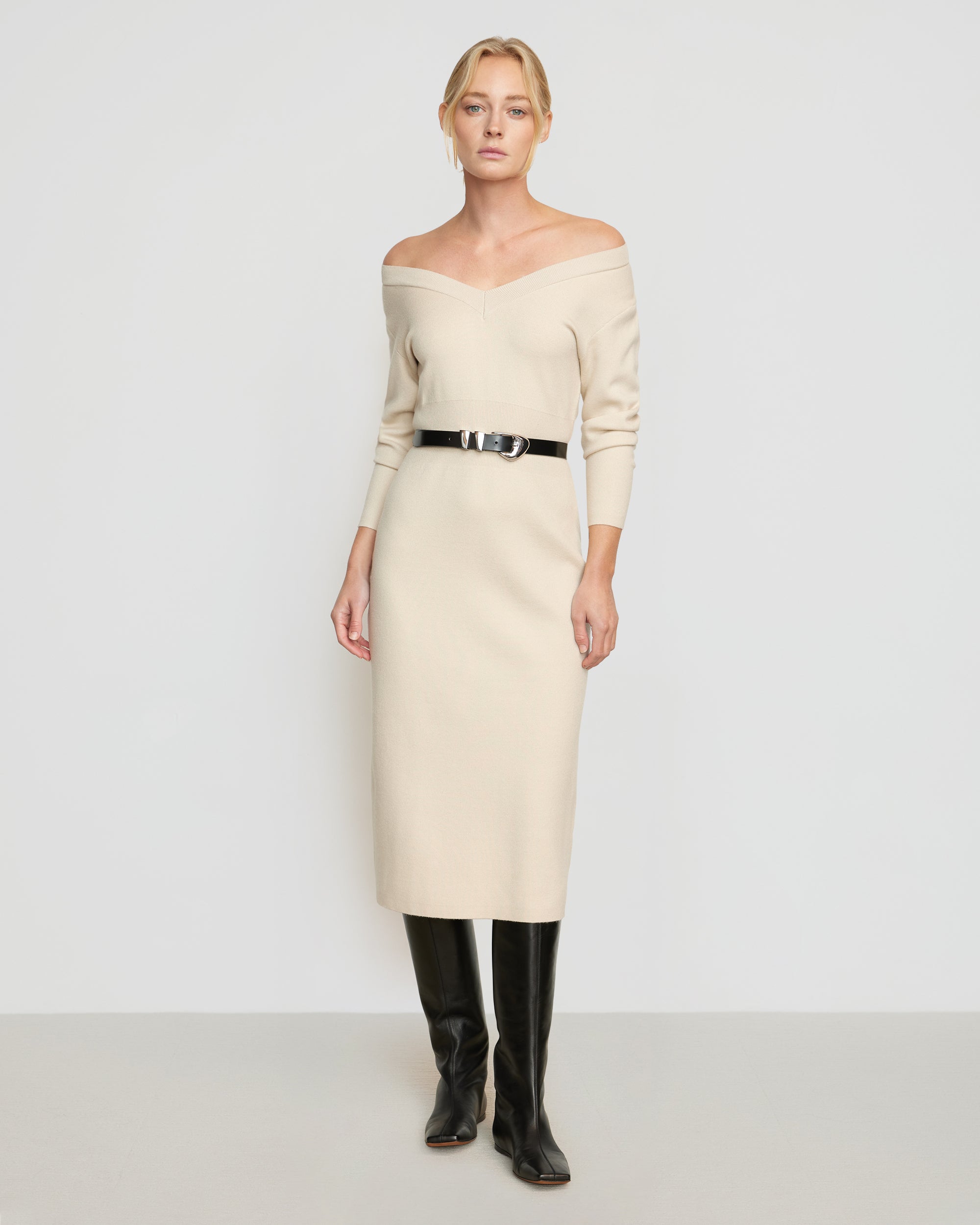 Cream off the shoulder hotsell sweater dress