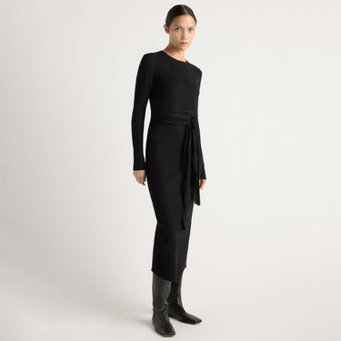 Charlotte | Carmen Tie-Front Ribbed Dress in Size Small