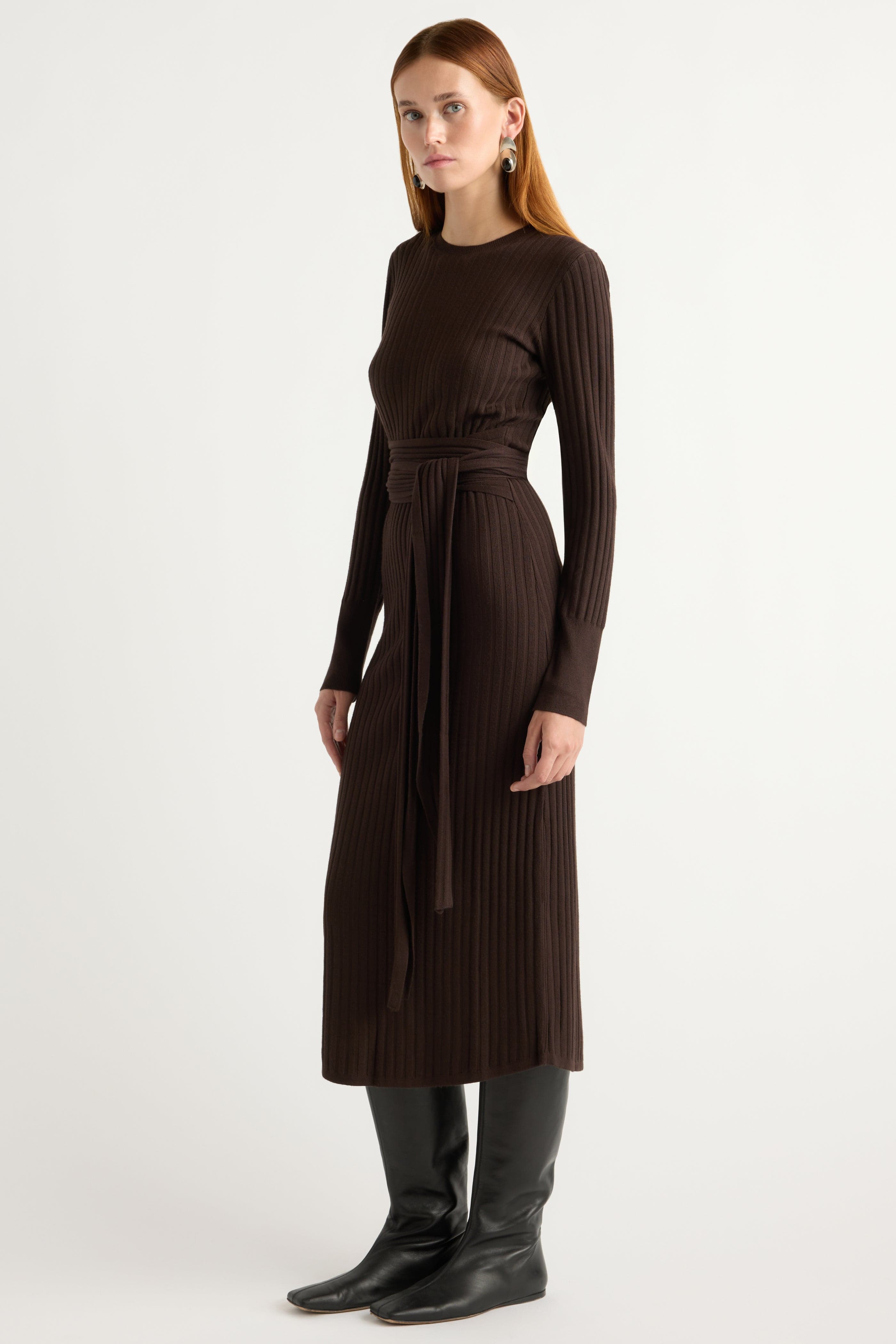 Carmen Tie-Front Ribbed Dress