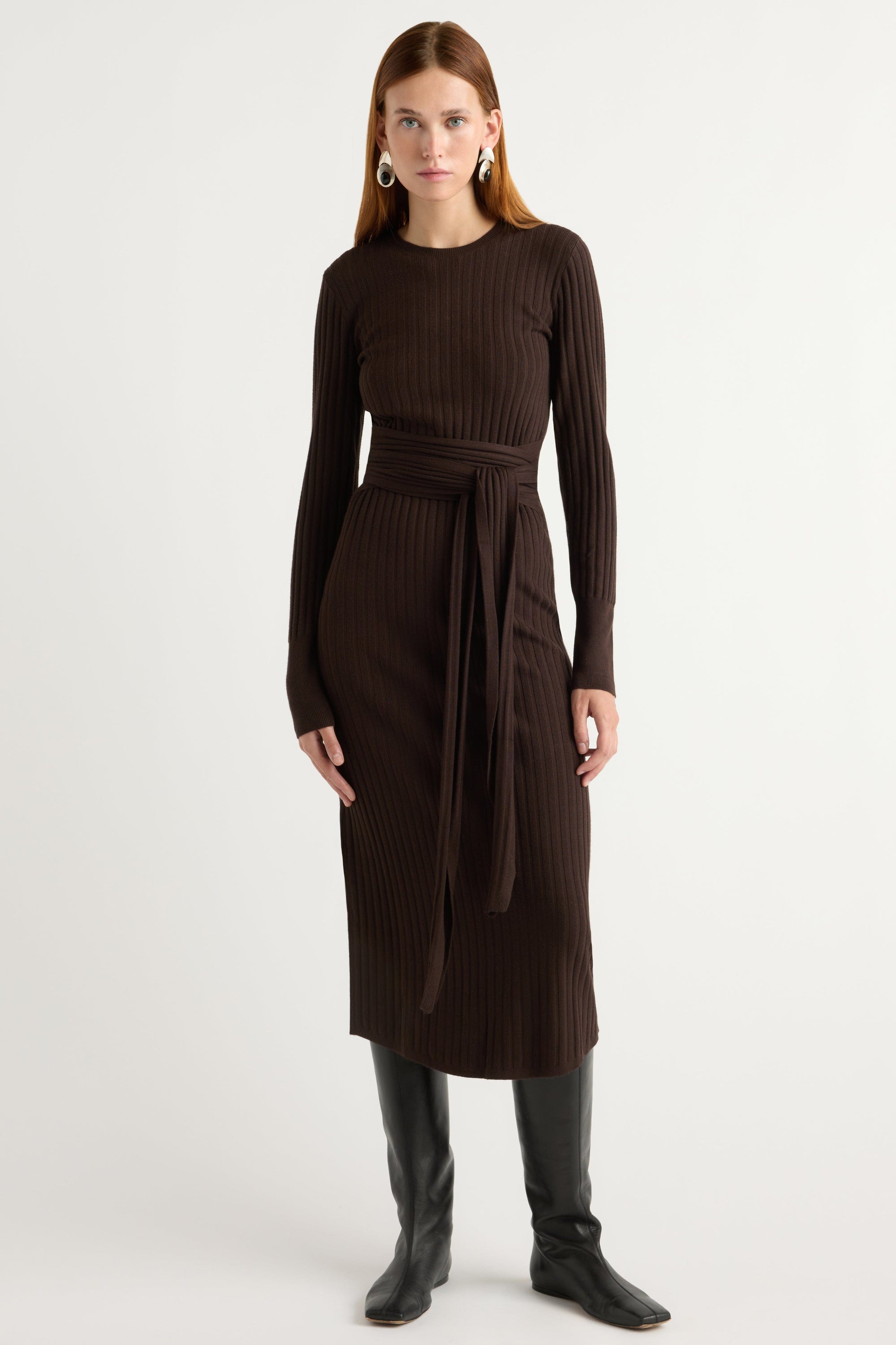 Carmen Tie-Front Ribbed Dress