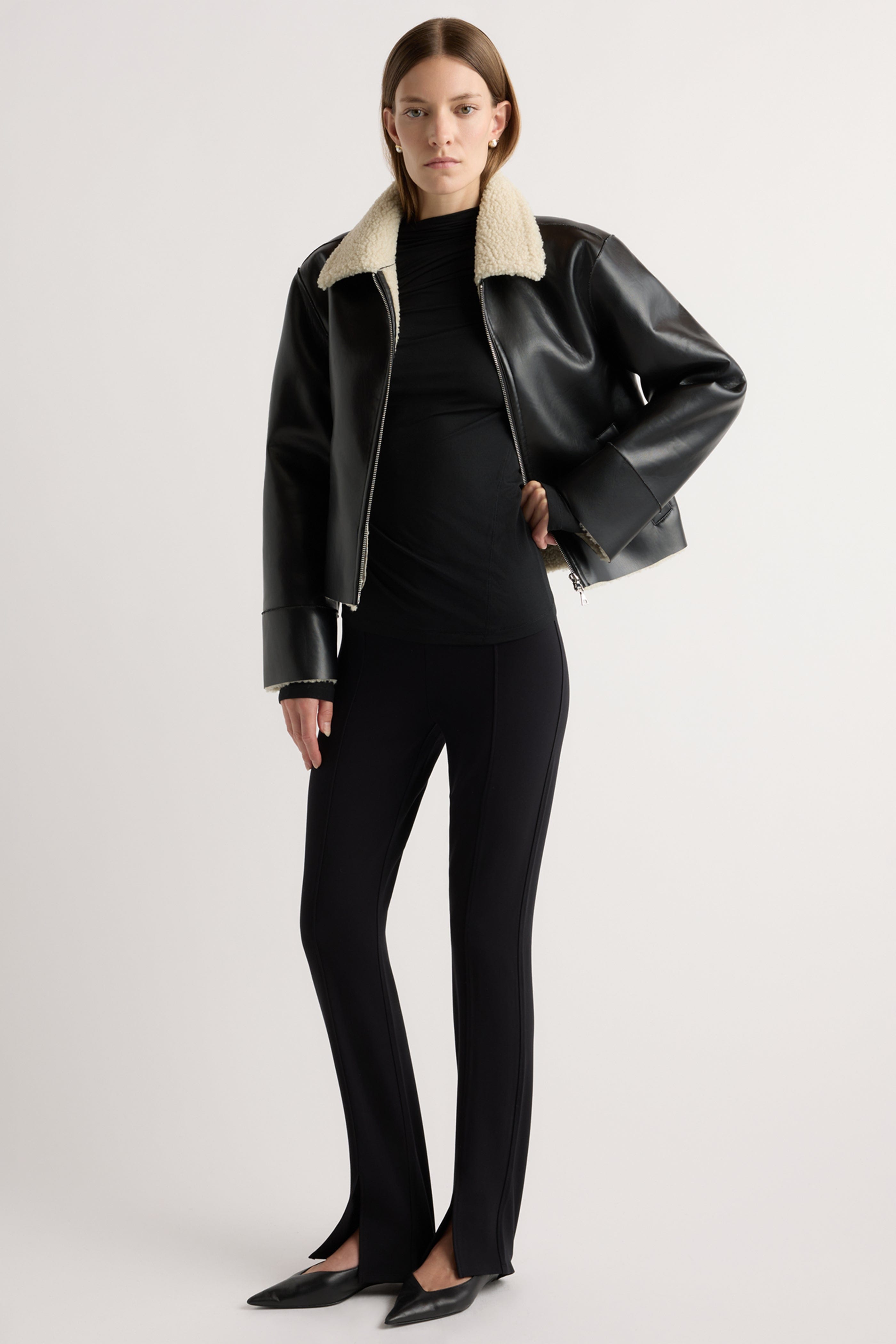 Cass Front-Split Ponte Stretch Pant