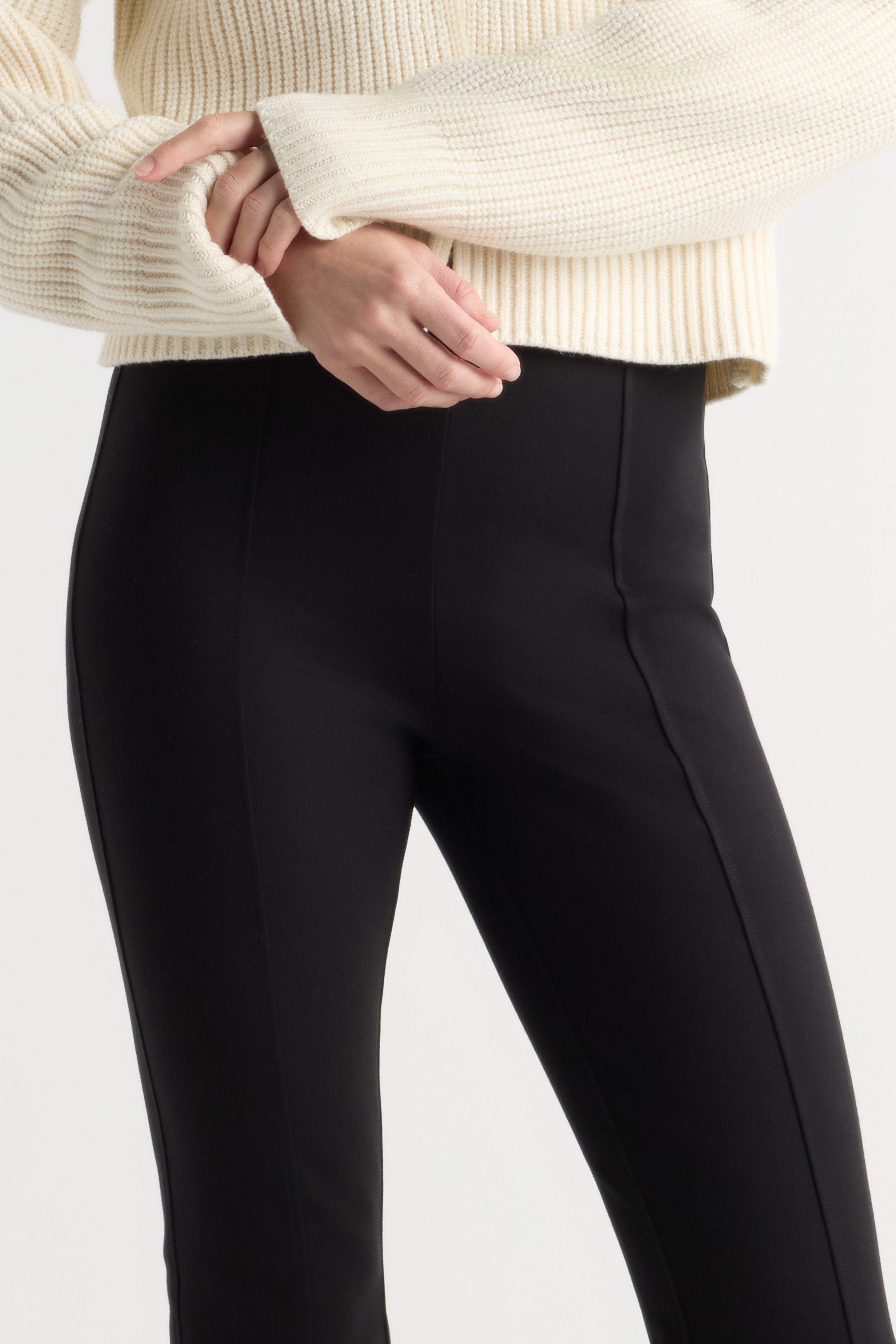 Cass Front-Split Ponte Pant in Black | Modern Citizen